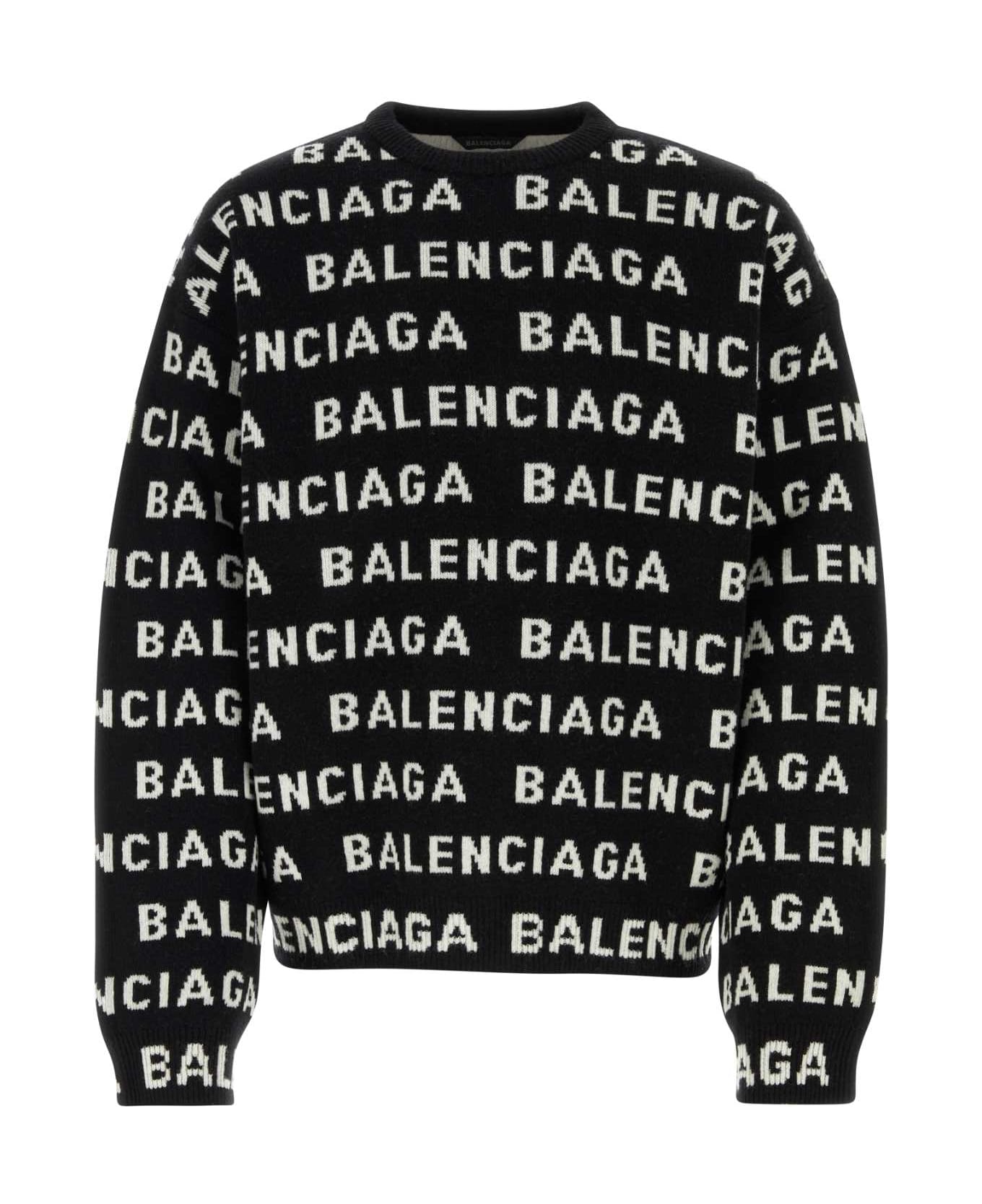 Balenciaga Black Wool Blend Sweater - BLACKWHITE