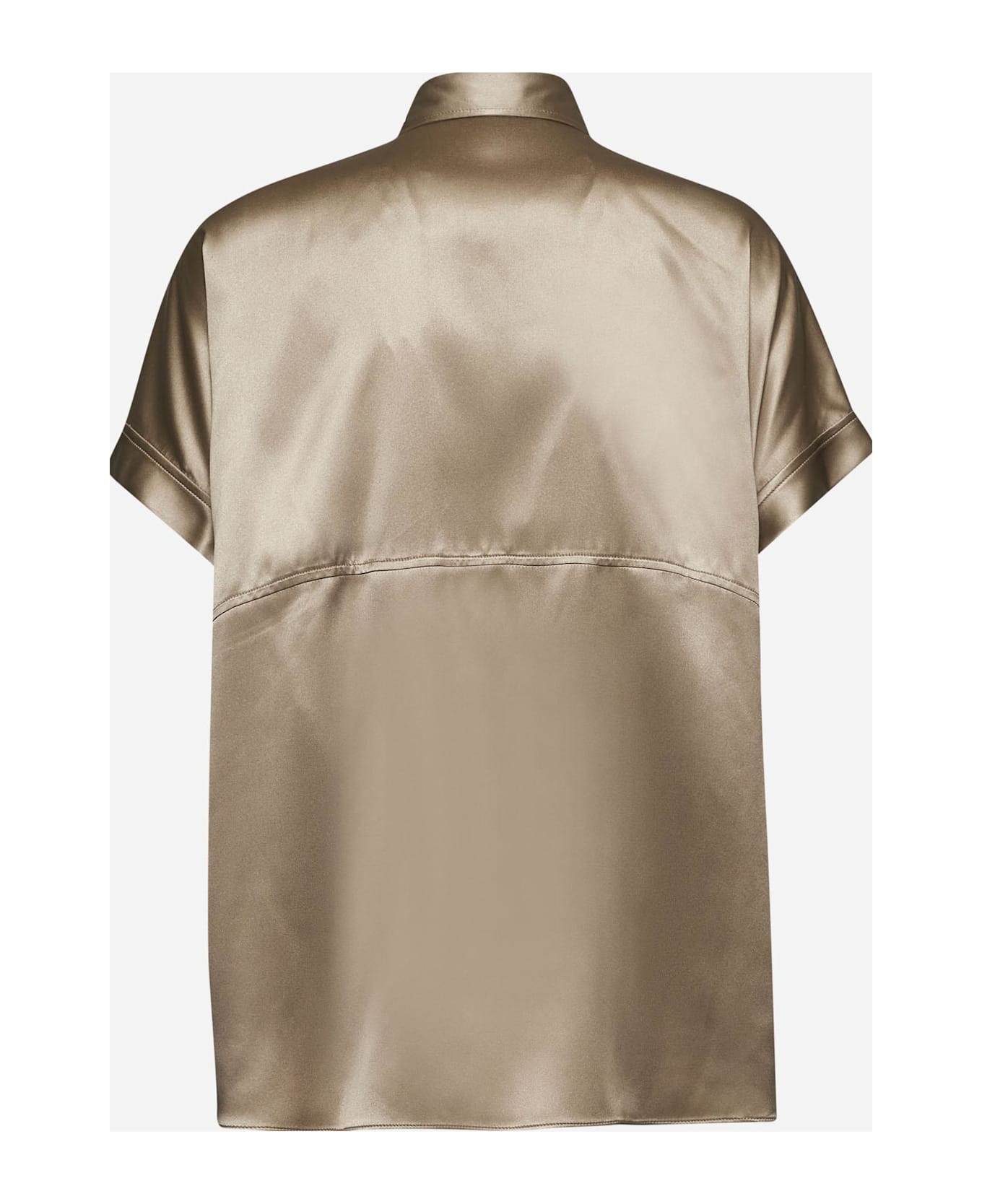 Brunello Cucinelli Beige Satin Monili Shirt - Kaki