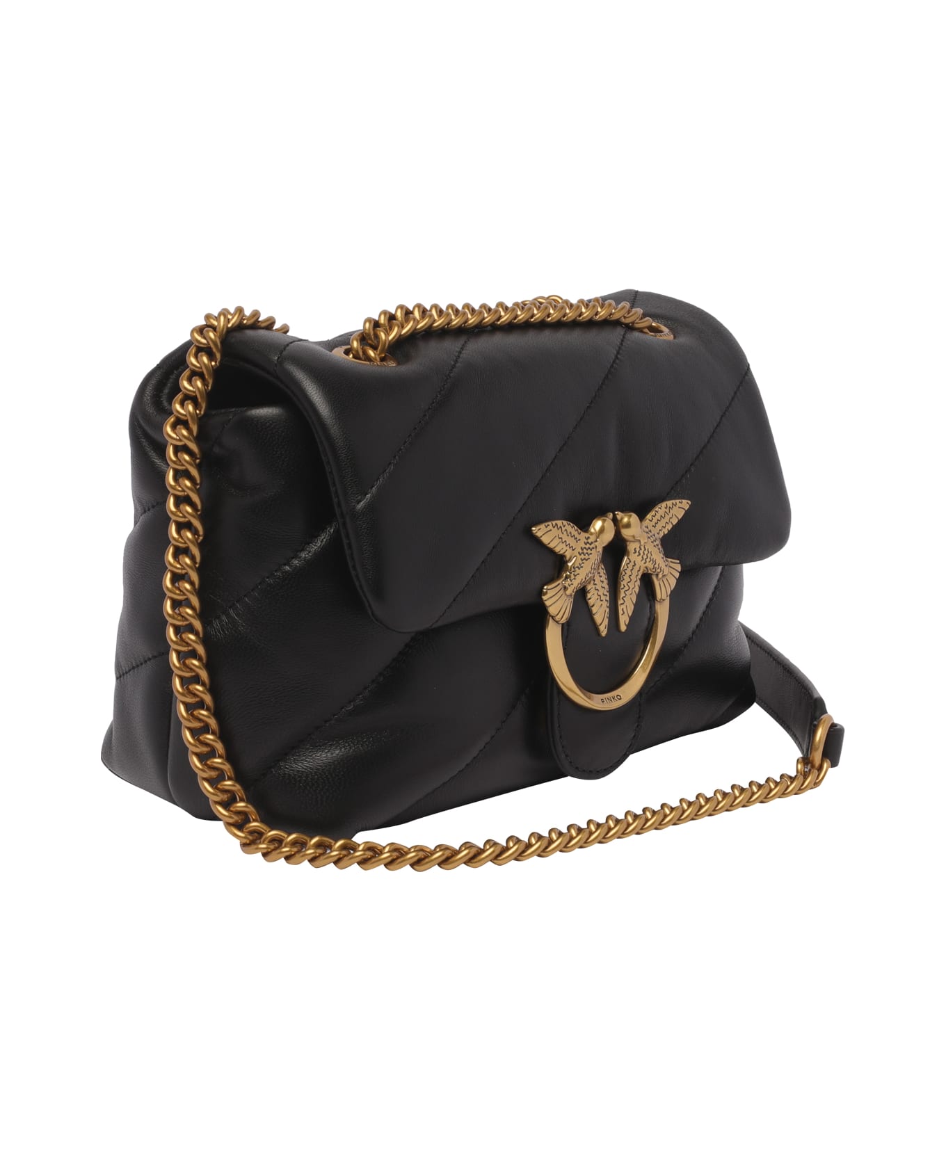 Pinko Love Puffer Mini Shoulder Bag - Q Nero Antique Gold