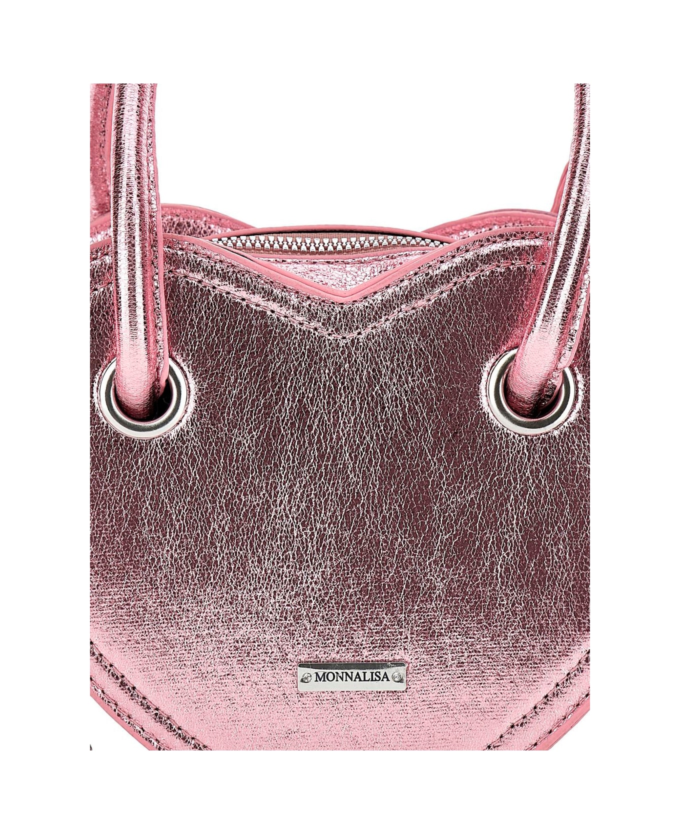 Monnalisa Pink Heart-shaped Handbag In Eco Leather Girl - Pink