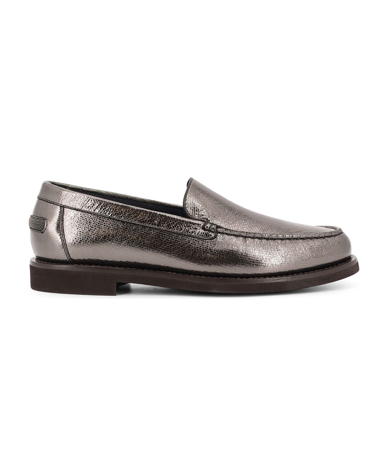 Brunello Cucinelli Penny Laminated Leather Loafer - Anthracite