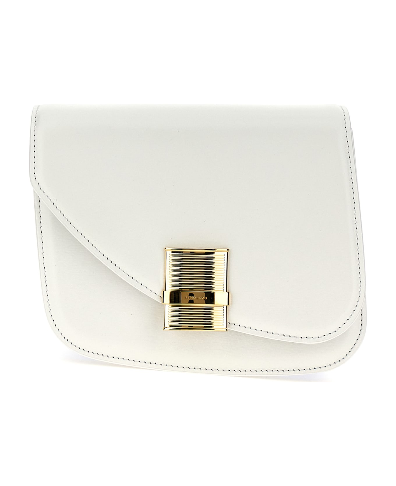 Ferragamo 'fiamma' Small Shoulder Bag - White