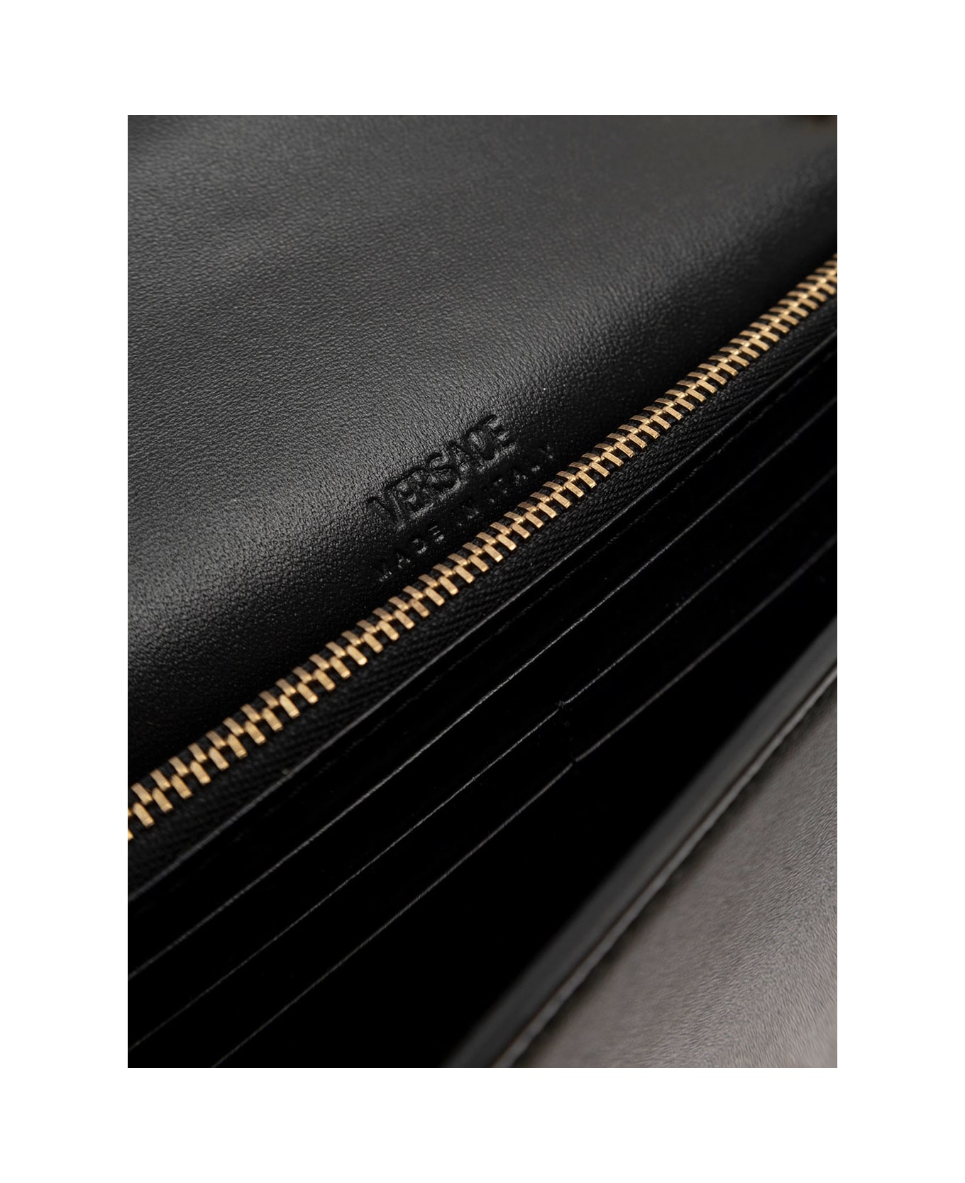 Versace Black And Gold Greca Goddes Shoulder Bag Woman Versace - Black