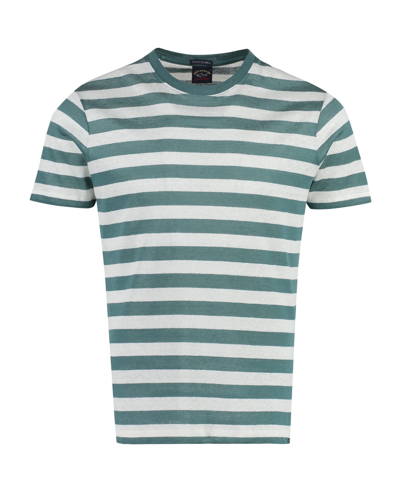 Paul&Shark Striped Linen-cotton Blend T-shirt - green