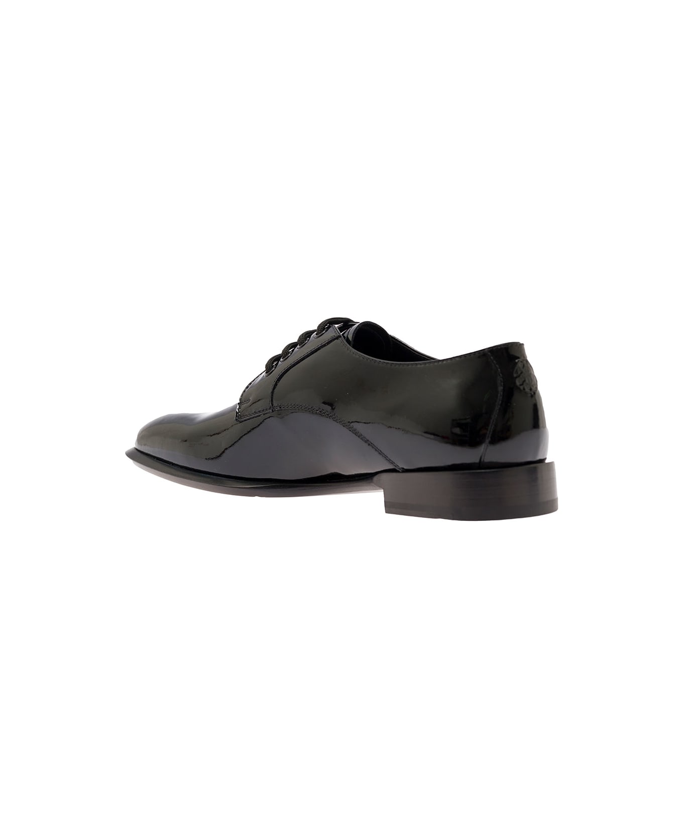 Alexander McQueen Black Oxford Shoes In Patent Leather Man - Black ローファー＆デッキシューズ