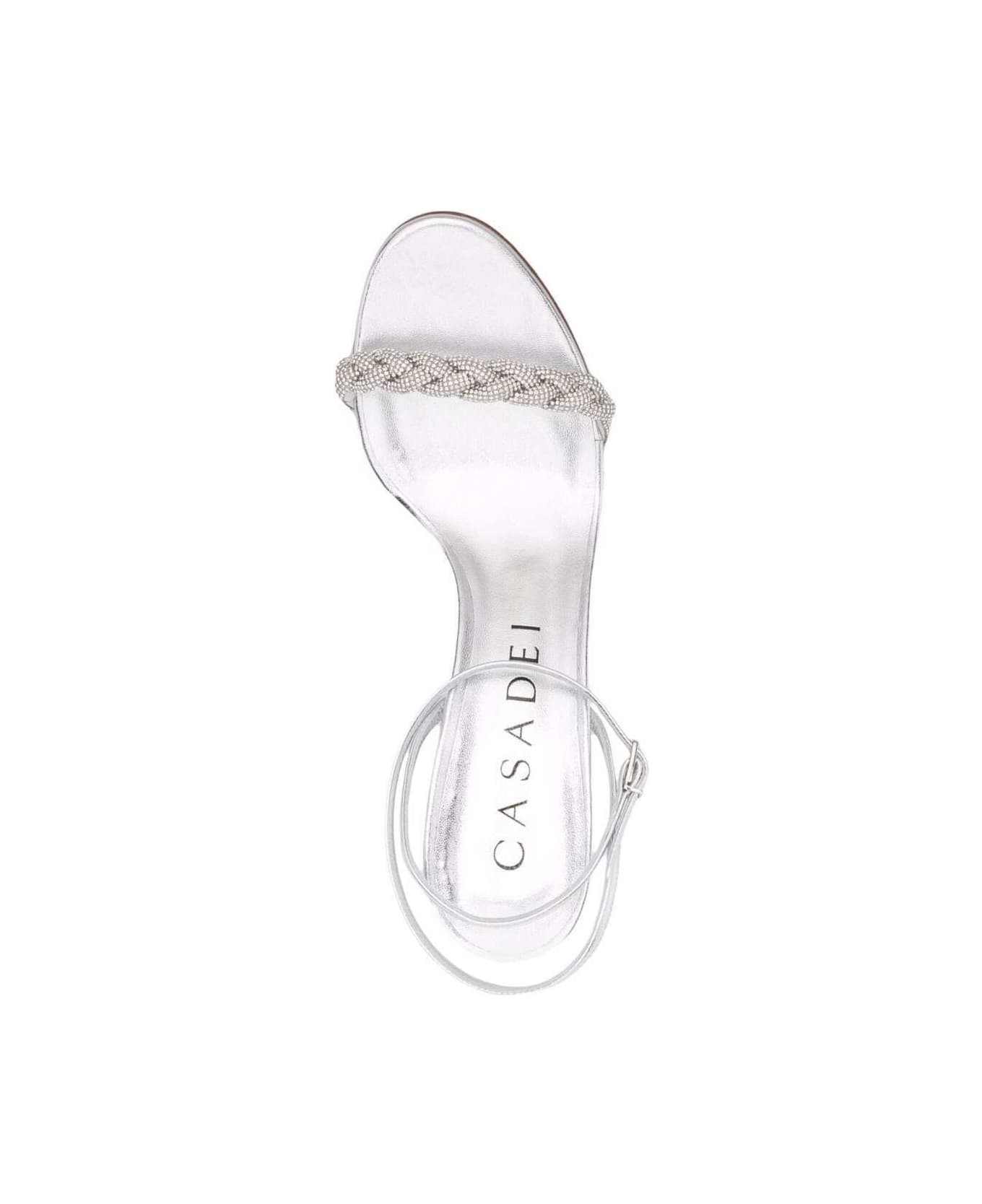Casadei Venezia Blade Silver Leather Sandals - Metallic