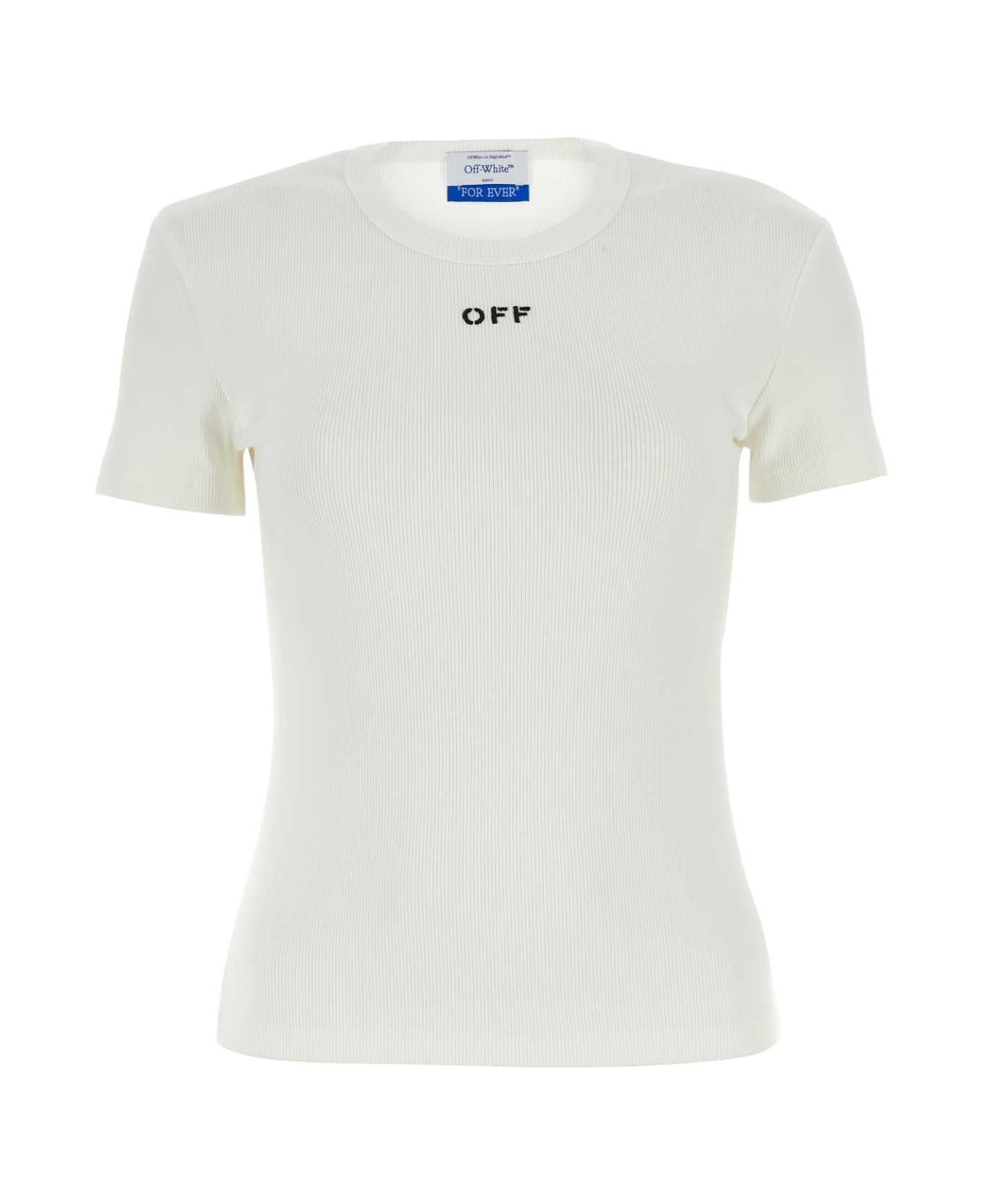 Off-White White Stretch Cotton T-shirt - WHITEBLACK