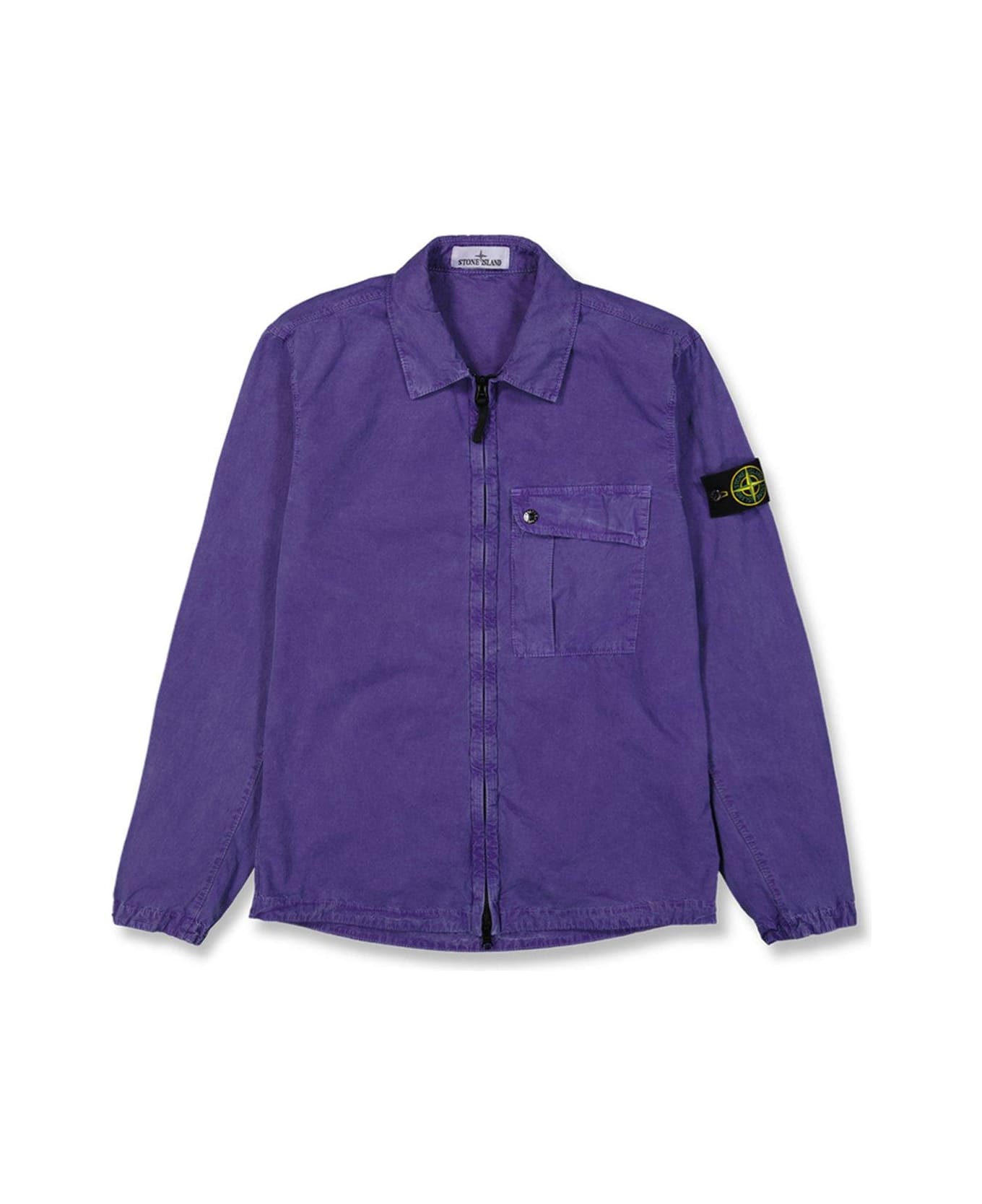 Stone Island Compass-badge Zipped Shirt Jacket - LAVANDA
