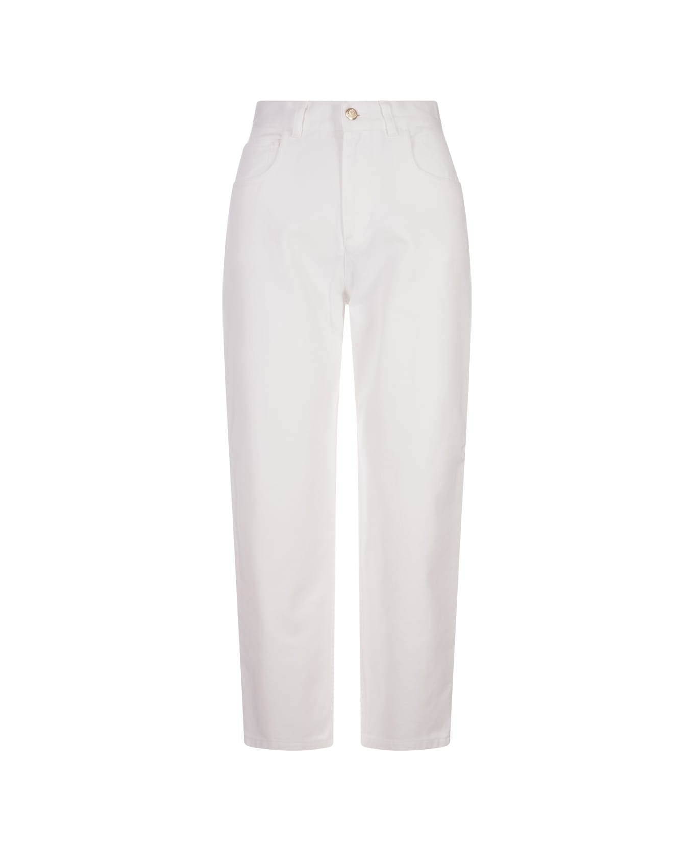 Moncler White Bull Vintage Cotton Short Jeans - White