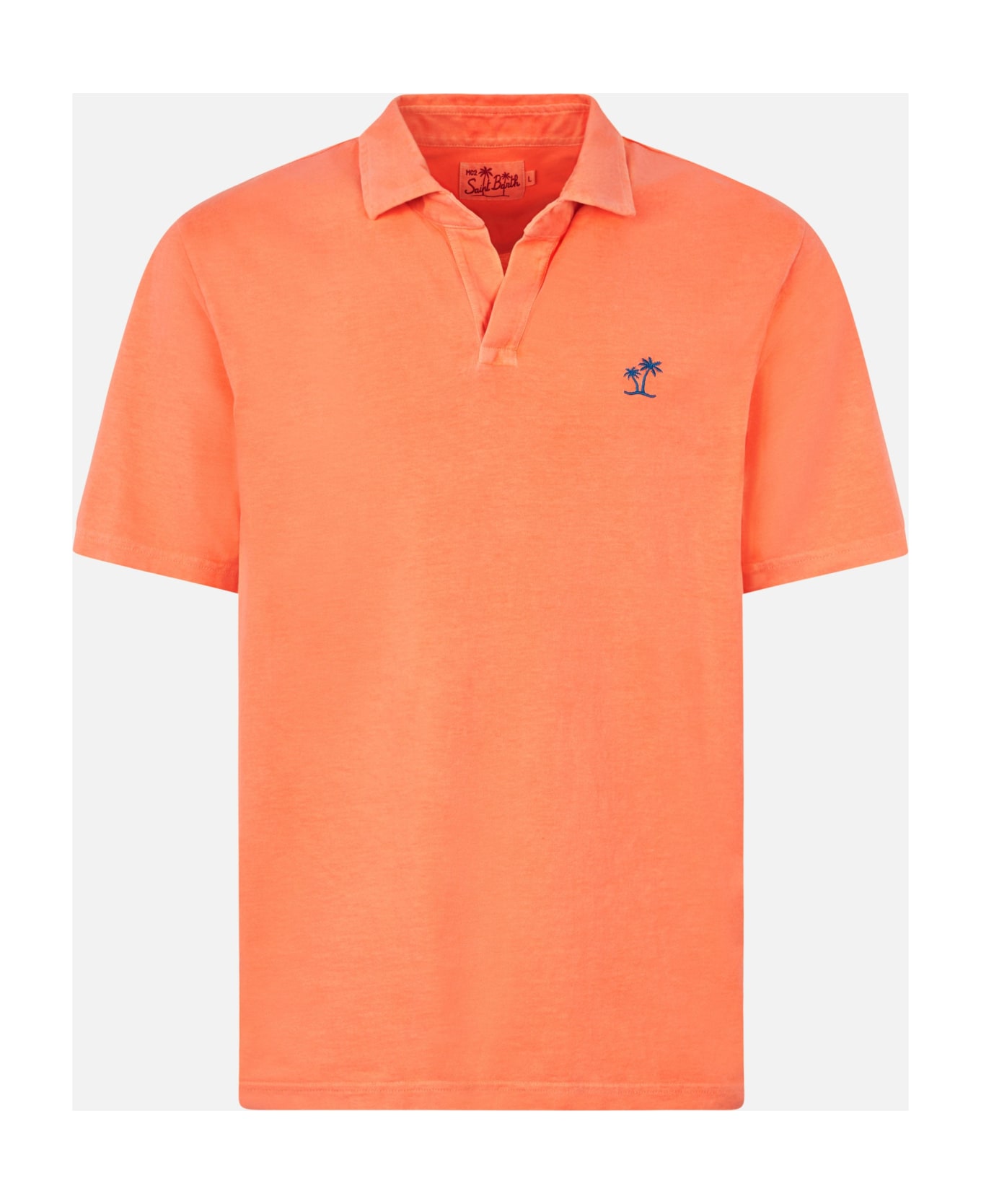 MC2 Saint Barth Man Orange Cotton Jersey Polo - FLUO