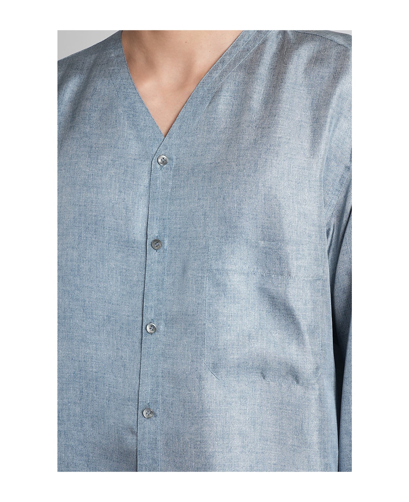 Giorgio Armani Shirt In Blue Silk - blue