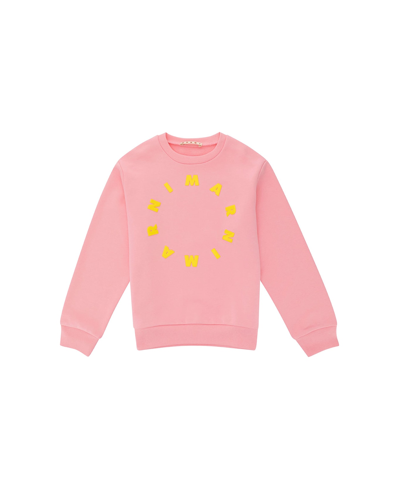 Marni Pink Crewneck Sweatshirt With Contrasting Logo Print In Cotton Boy - Pink ニットウェア＆スウェットシャツ