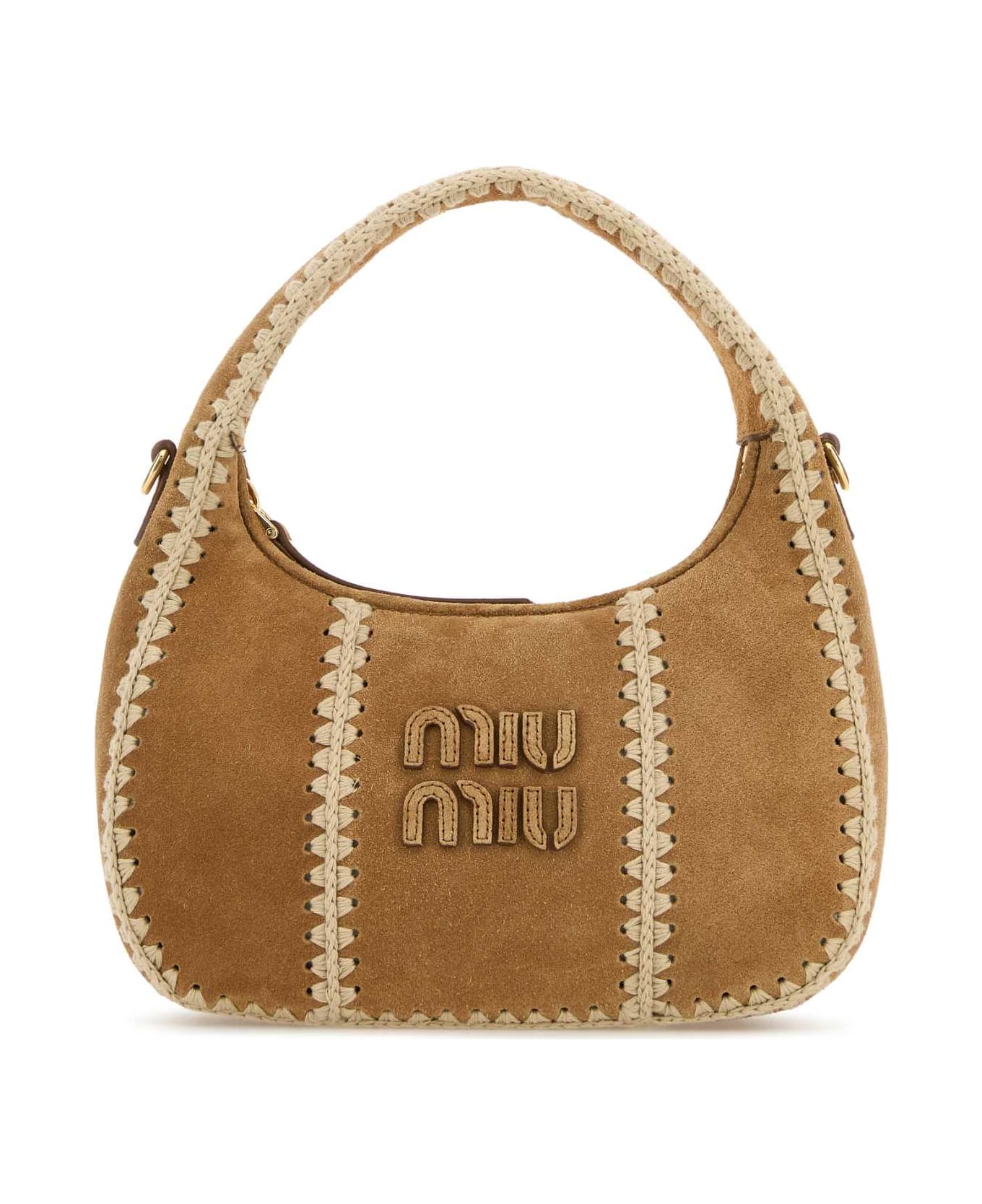 Miu Miu Beige Suede Handbag - CANNELLA