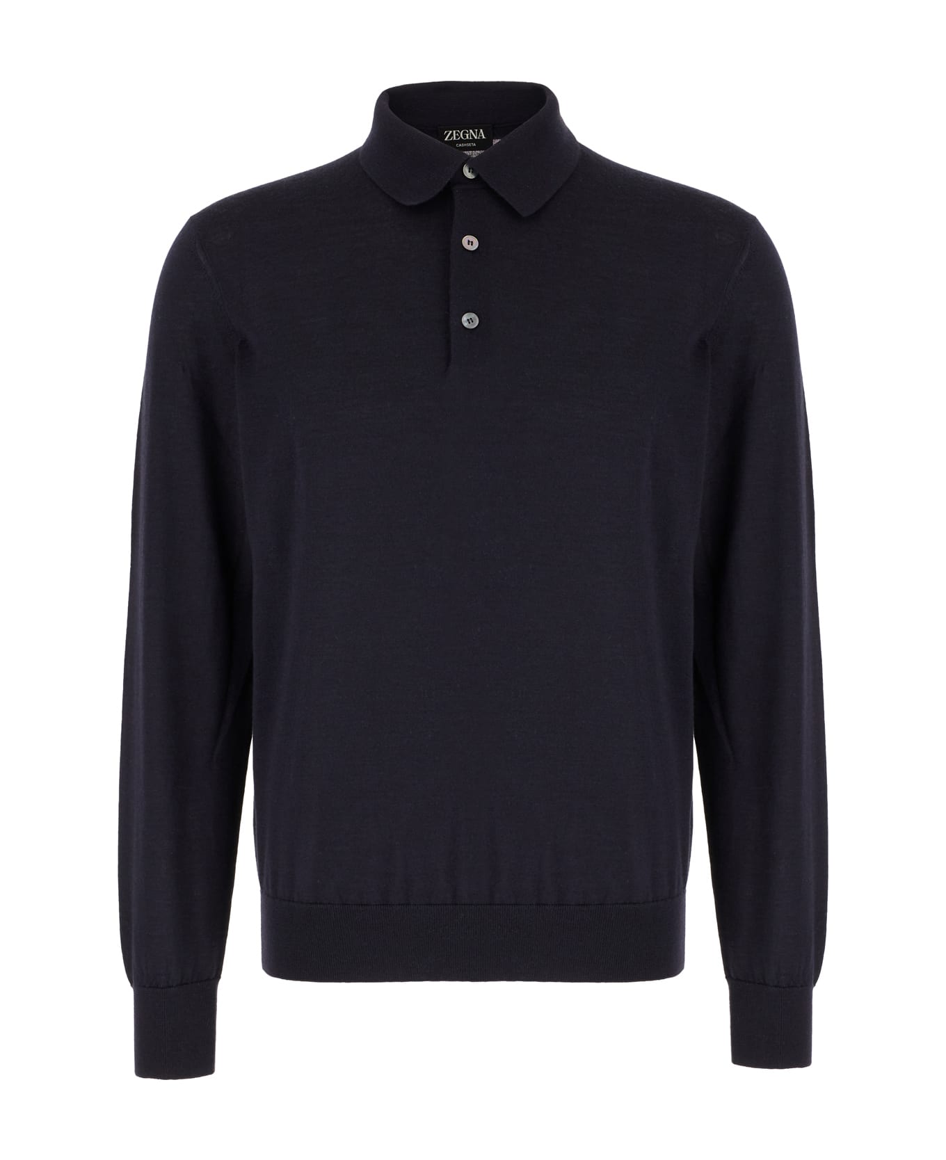 Zegna Midnight Blue Cashmere Blend Polo Shirt - NAVY BLUE