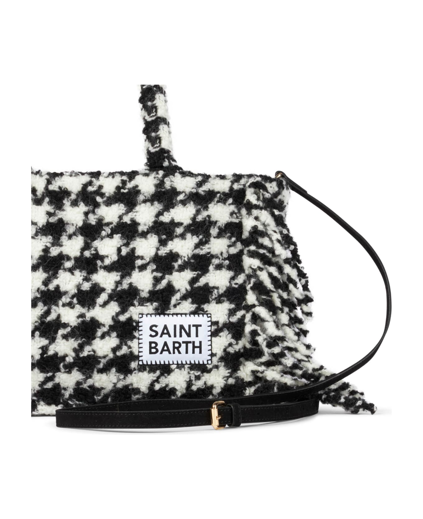MC2 Saint Barth Colette Blanket Handbag With Pied De Poule Print - BLACK