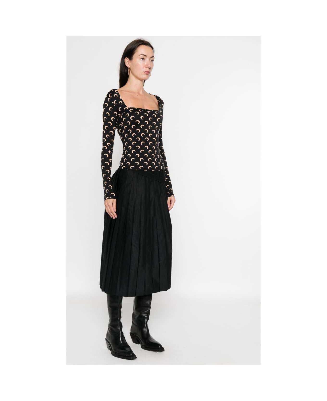 Marine Serre Moon Print Square-neck Top - Black