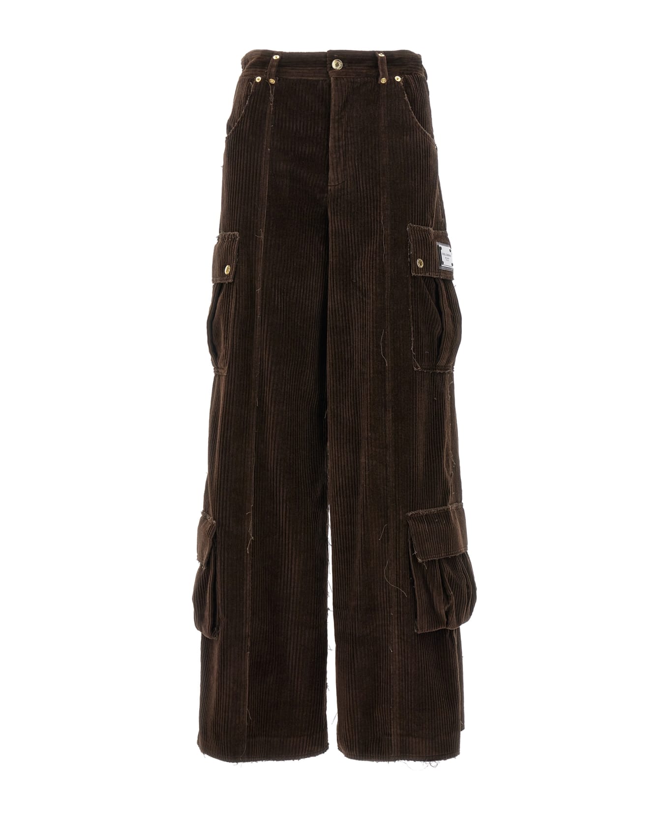 Dolce & Gabbana Ribbed Cargo Pants - Brown