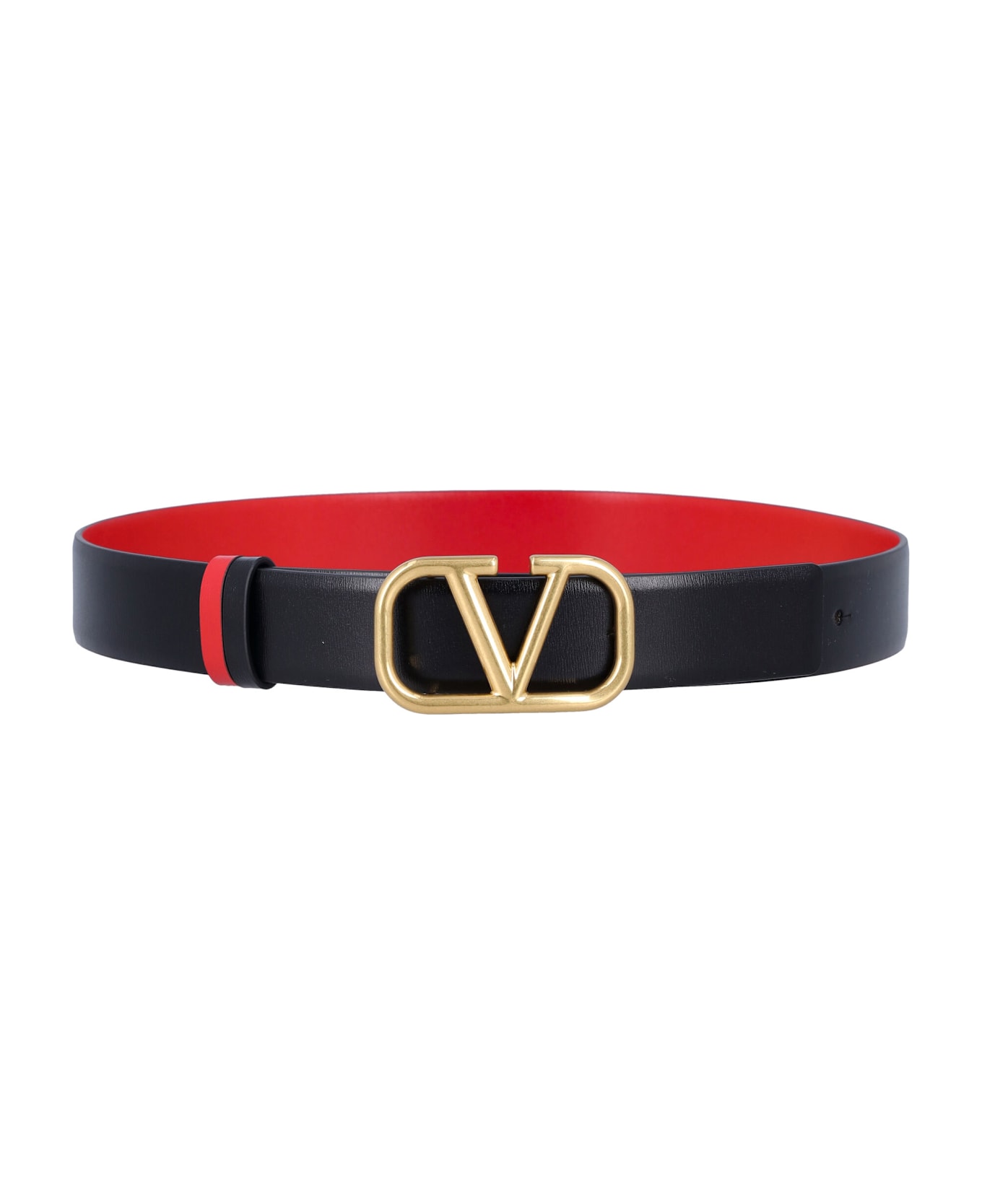 Valentino Garavani Reversible Vlogo Signature Belt - BLACK-RED