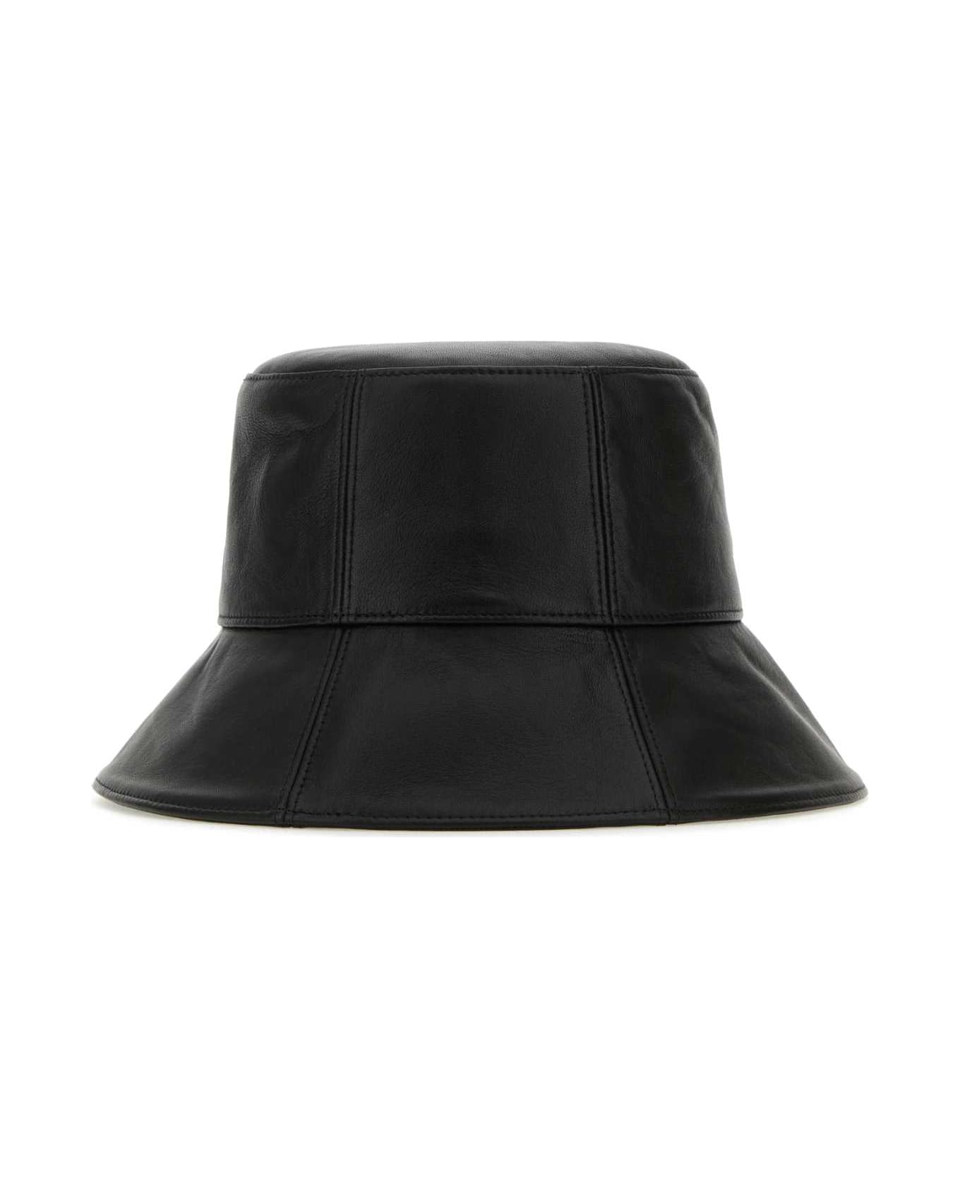Helen Kaminski Black Nappa Leather Witney Bucket Hat - BlackNappa