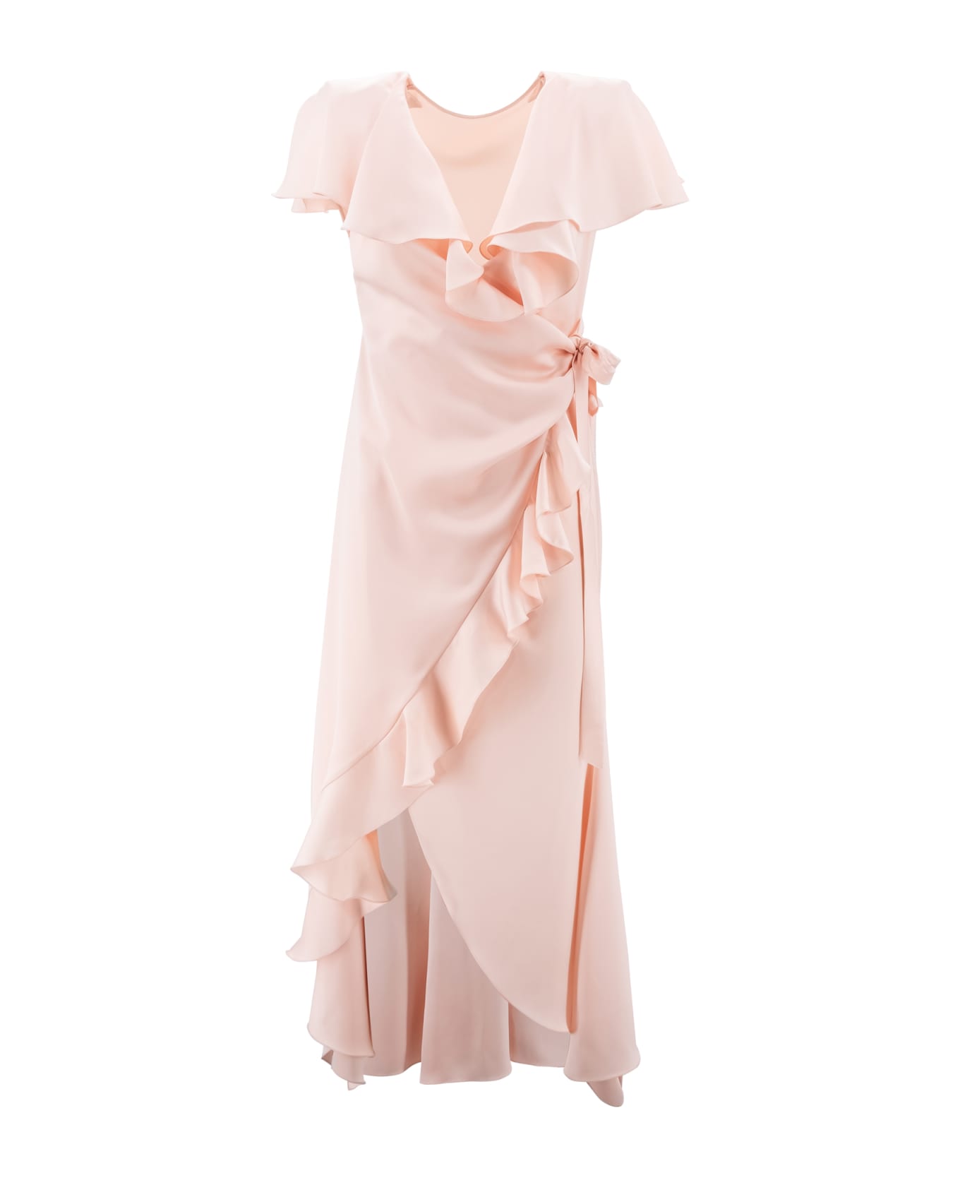Philosophy di Lorenzo Serafini Ruffled Satin-finish Wrap Dress - Pink