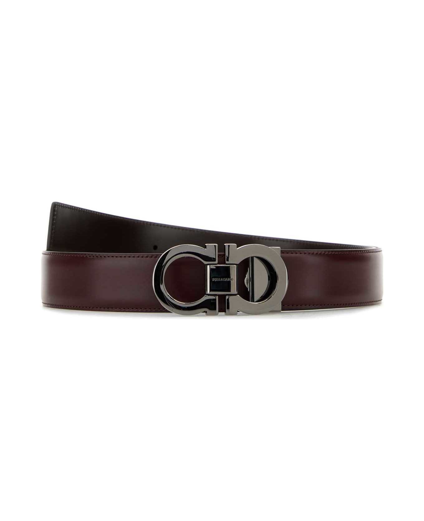 Ferragamo Grape Leather Reversible Belt - CORDOVANTMORO