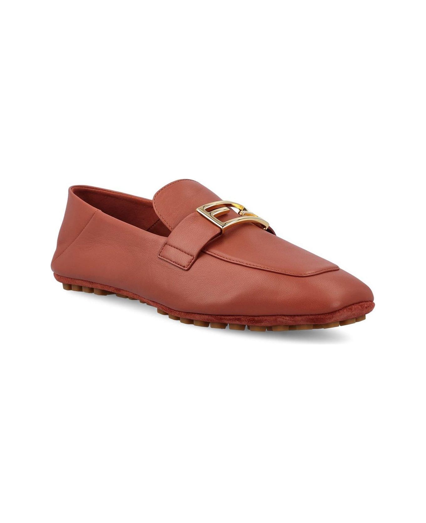 Fendi Baguette Ff Plaque Loafers - Marrone