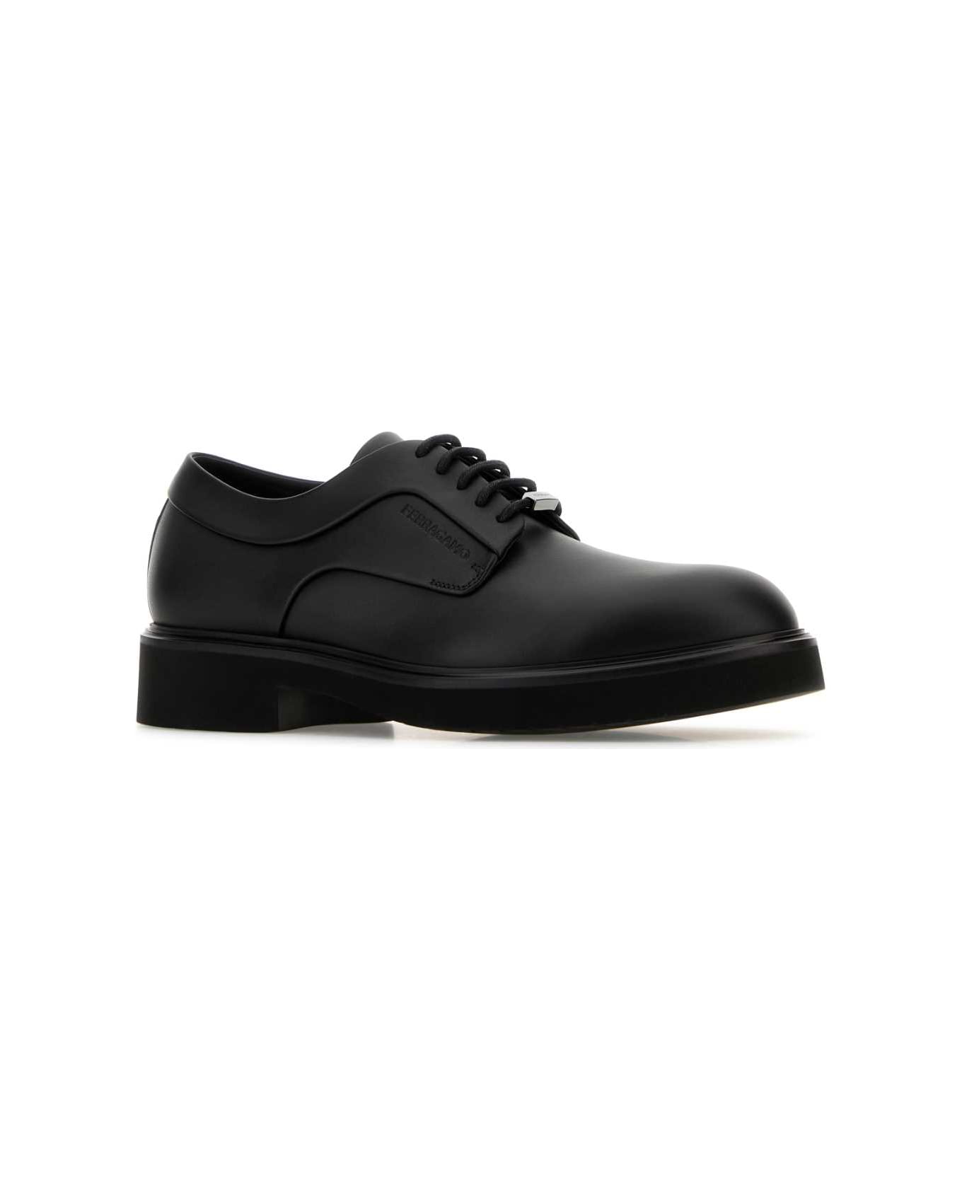 Ferragamo Black Leather Cervantes Lace-up Shoes - NERONERONERO