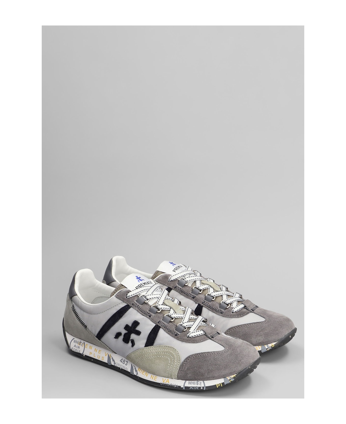 Premiata Jackyx Sneakers In Grey Suede And Fabric - grey