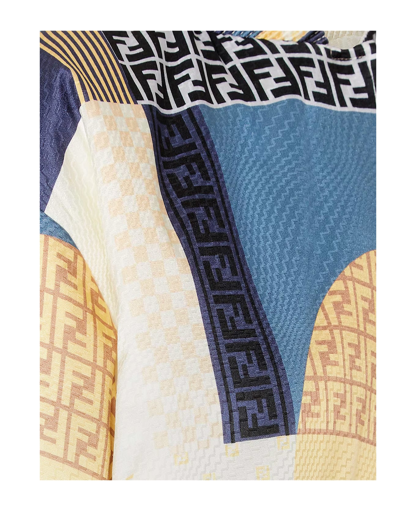 Fendi Reversible Patchwork Silk Bomber - OCEAN-25