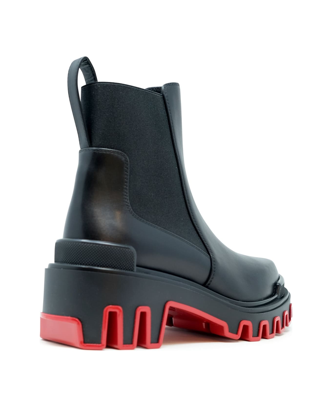 Christian Louboutin Black Calf Leather Wax Marchacroche Dune Flat Ankle Boots - BLACK