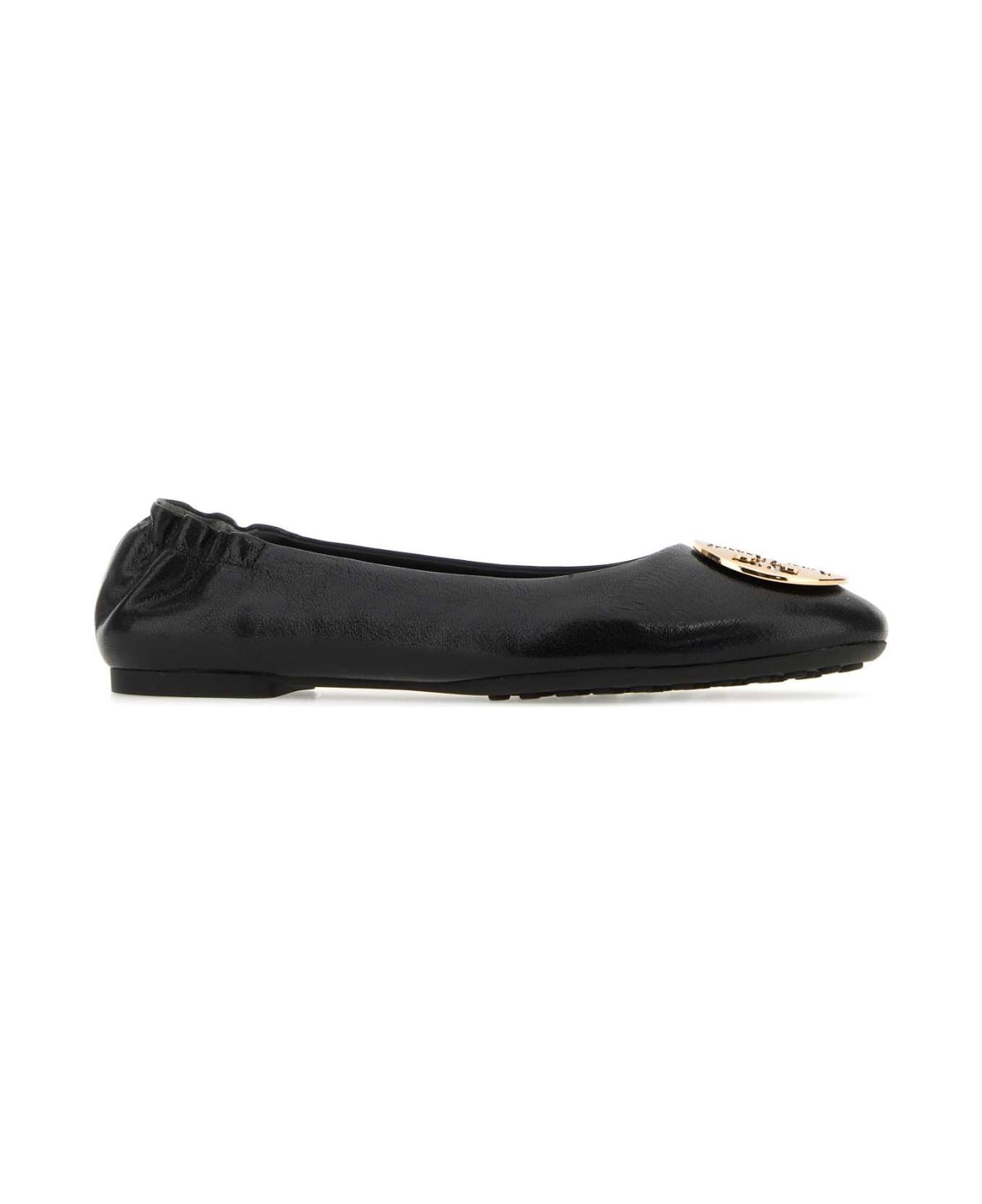 Tory Burch Black Leather Claire Ballerinas - BLACK