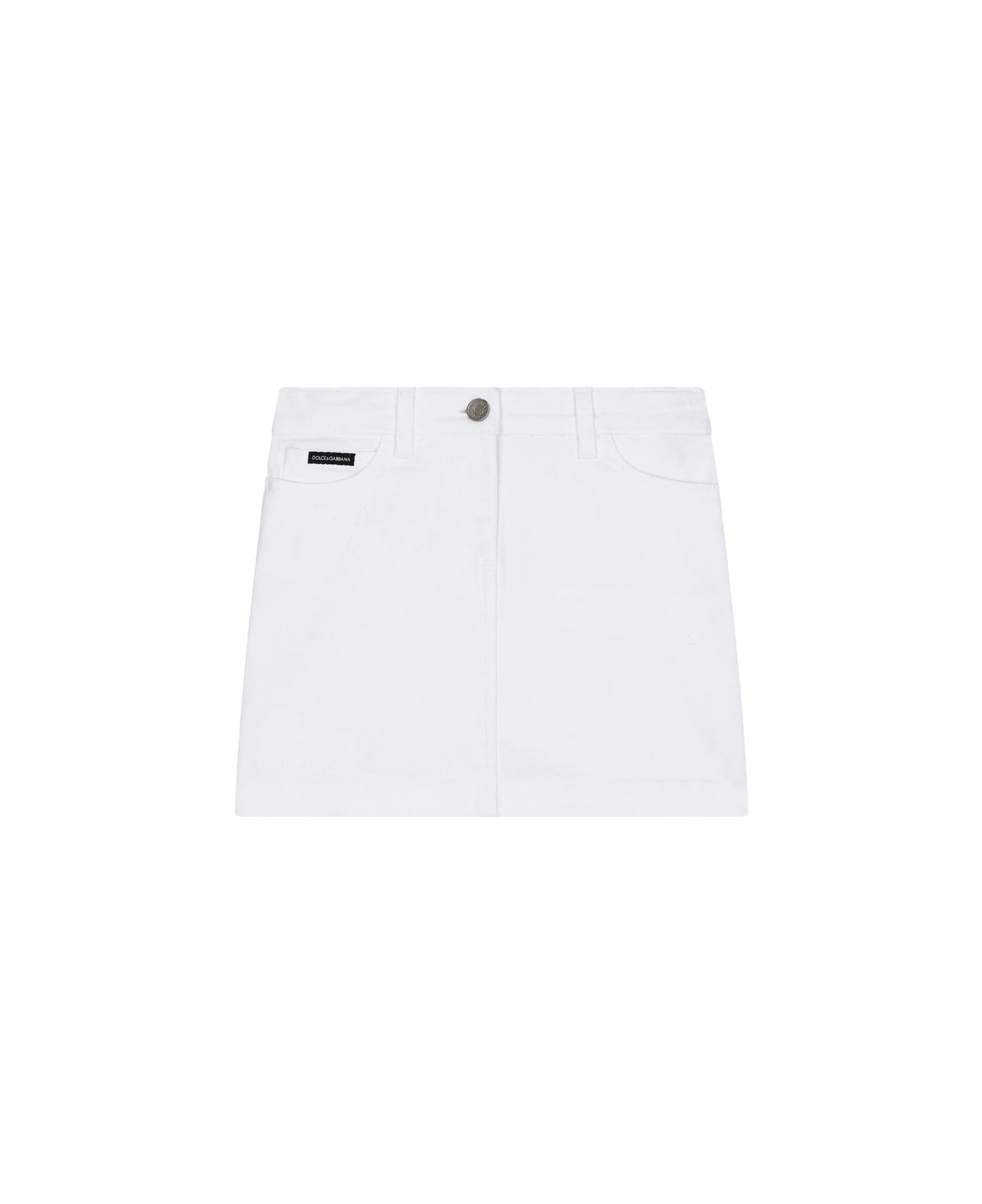 Dolce & Gabbana 5 Pocket White Denim Skirt With Tears - White ボトムス