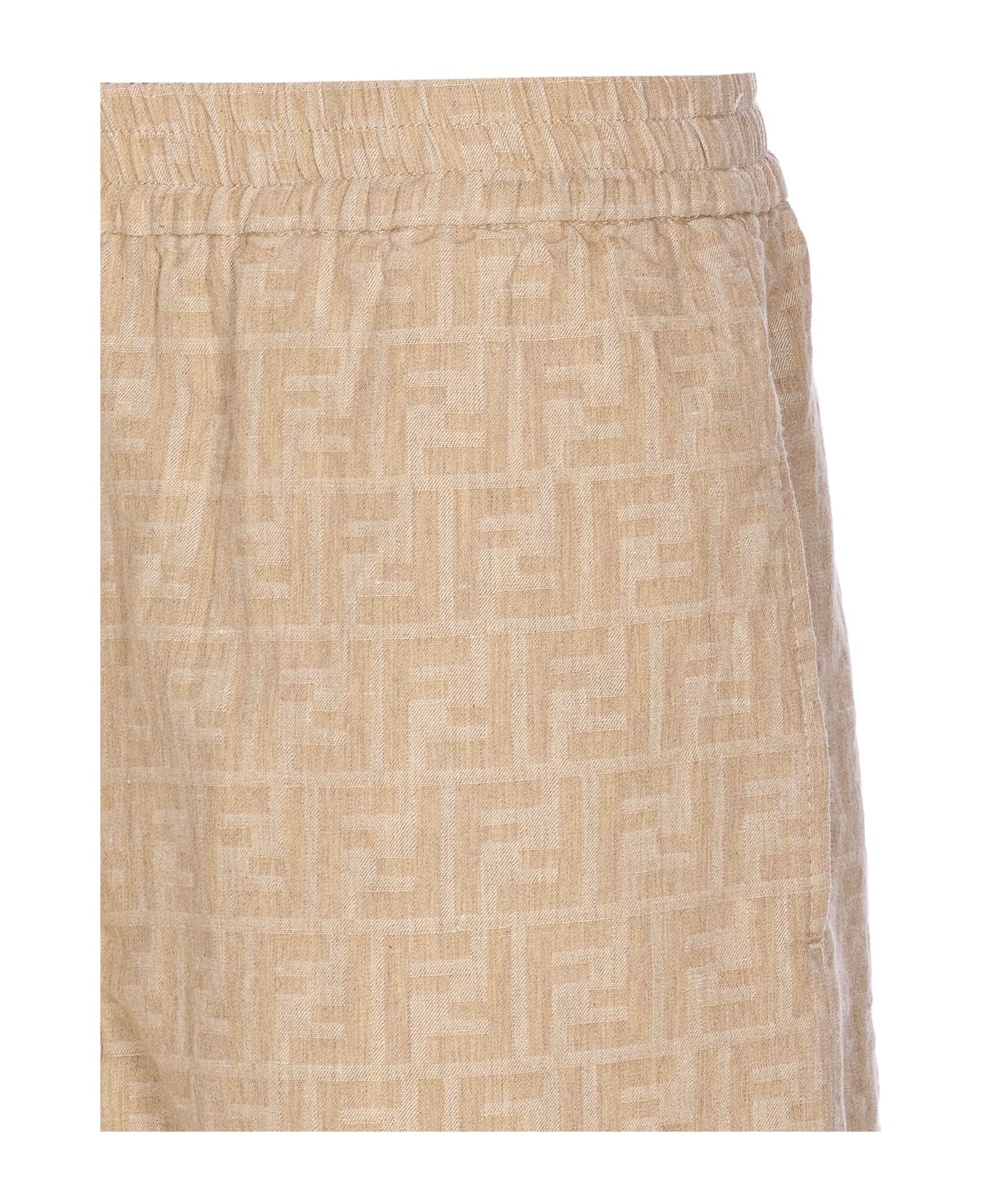 Fendi Ff Logo Shorts - Beige