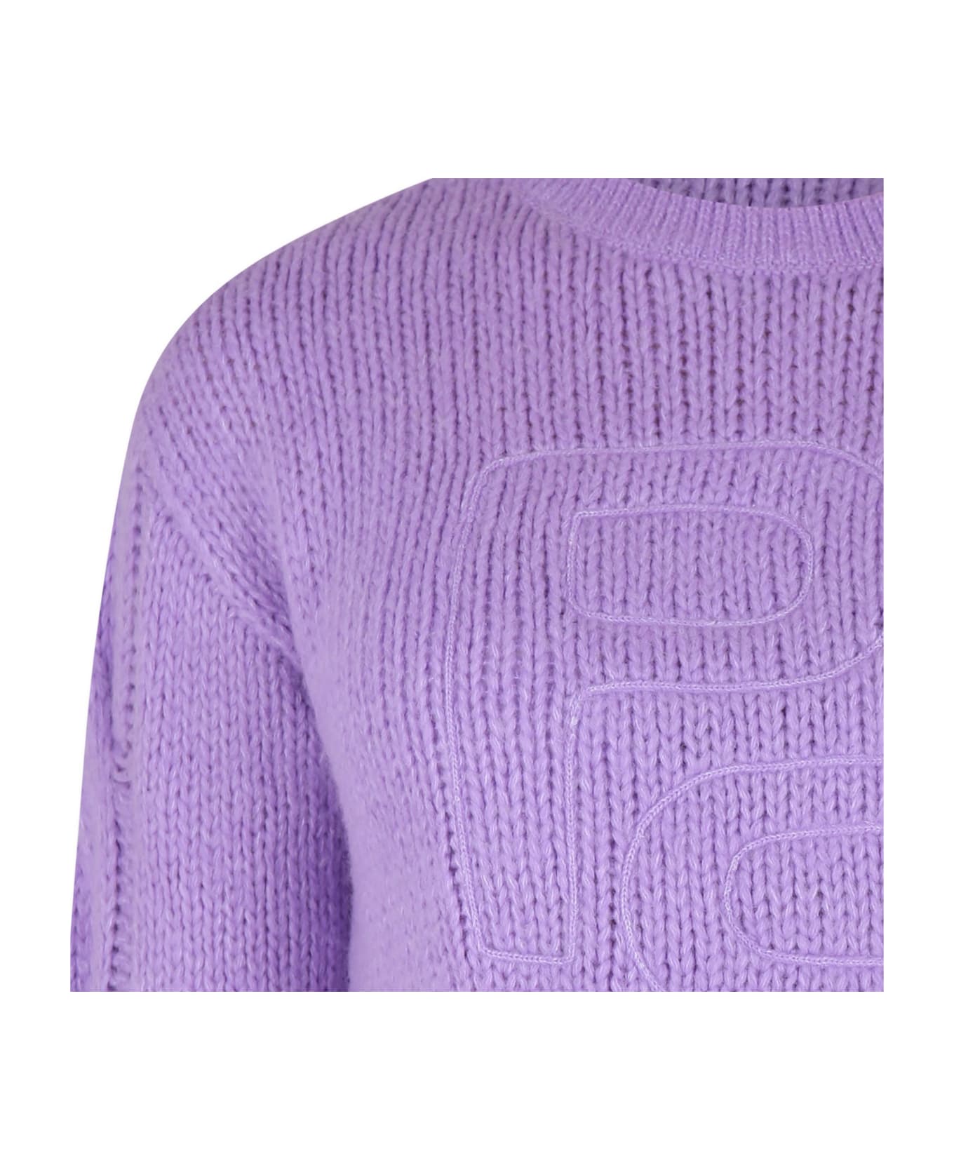 Pinko Lilac Sweater For Girl With Logo - Lilac
