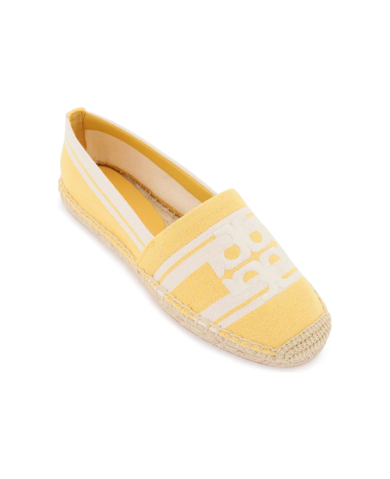 Tory Burch Striped Espadrilles With Double T - MELLOW YELLOW ASH WHITE (Yellow) フラットシューズ