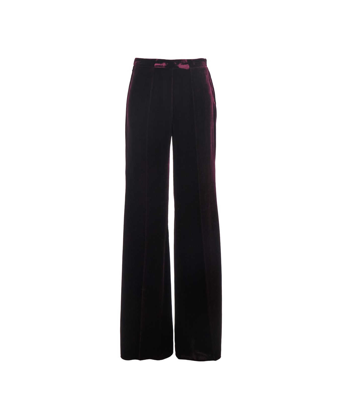 Forte_Forte Purple Trousers With Elasticated Waist And Hidden Side Closure In Velvet Woman - Violet
