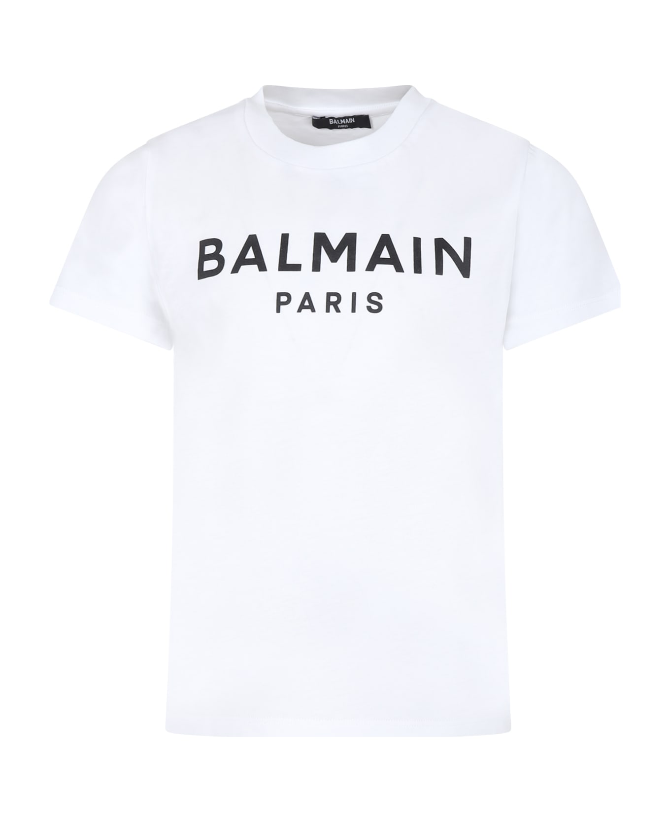 Balmain White T-shirt For Kids With Logo - White
