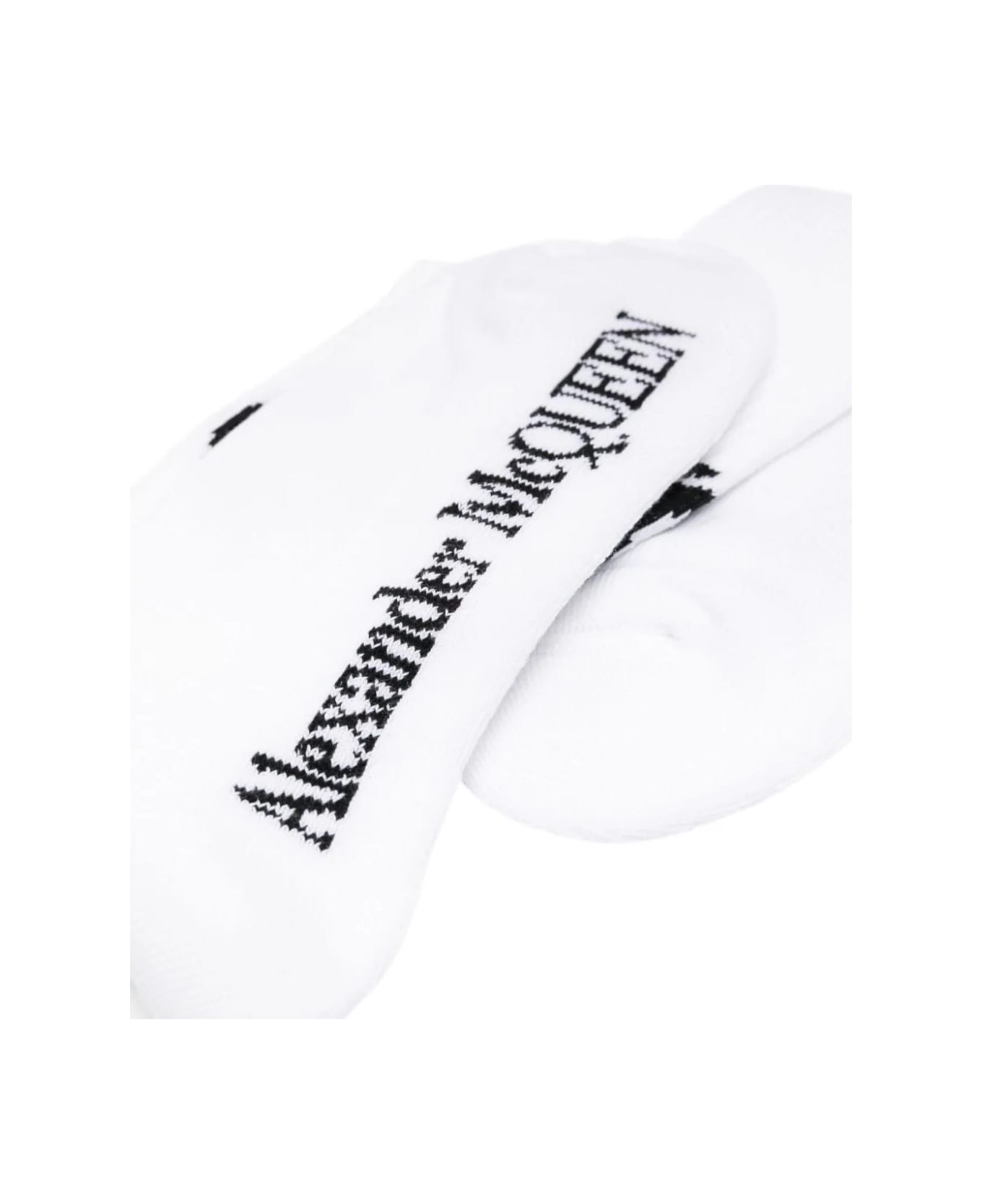 Alexander McQueen Seal Logo Socks In Ivory/black - White