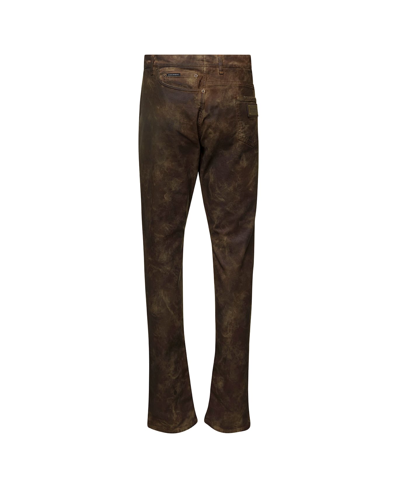 Dolce & Gabbana Brown Fitted Jeans With Ripped Details In Cotton Denim Man - Brown
