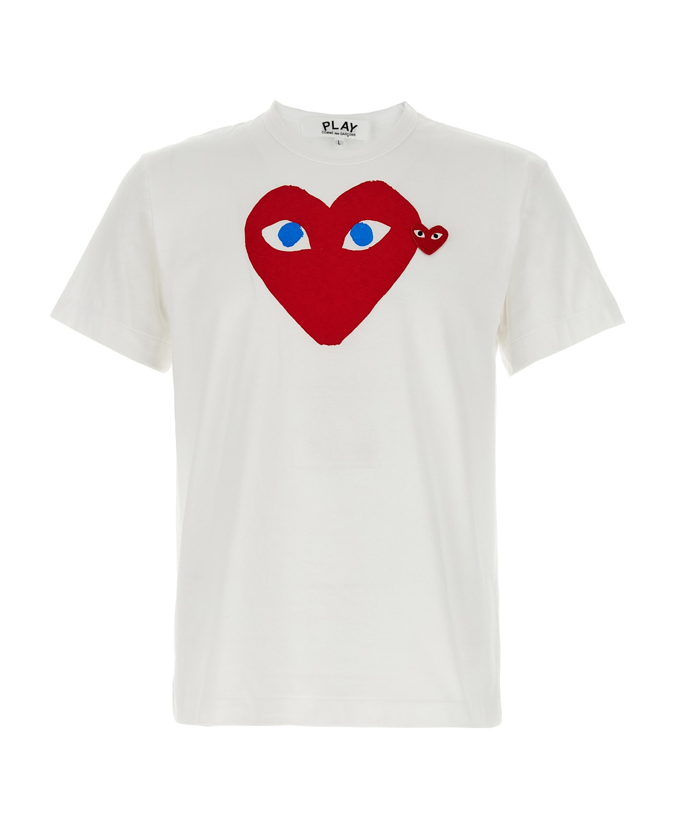 Comme des Garçons Play Printed T-shirt And Logo Patch - Red