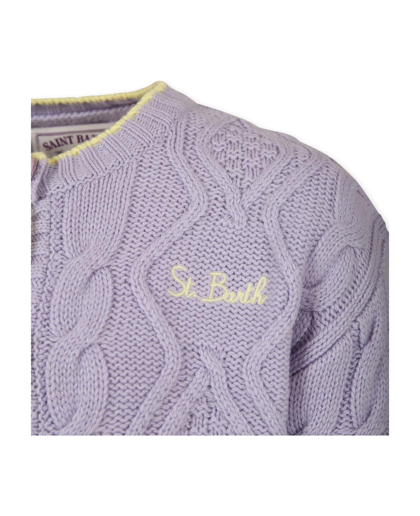 MC2 Saint Barth Purple Cardigan For Girl With Logo - Violet