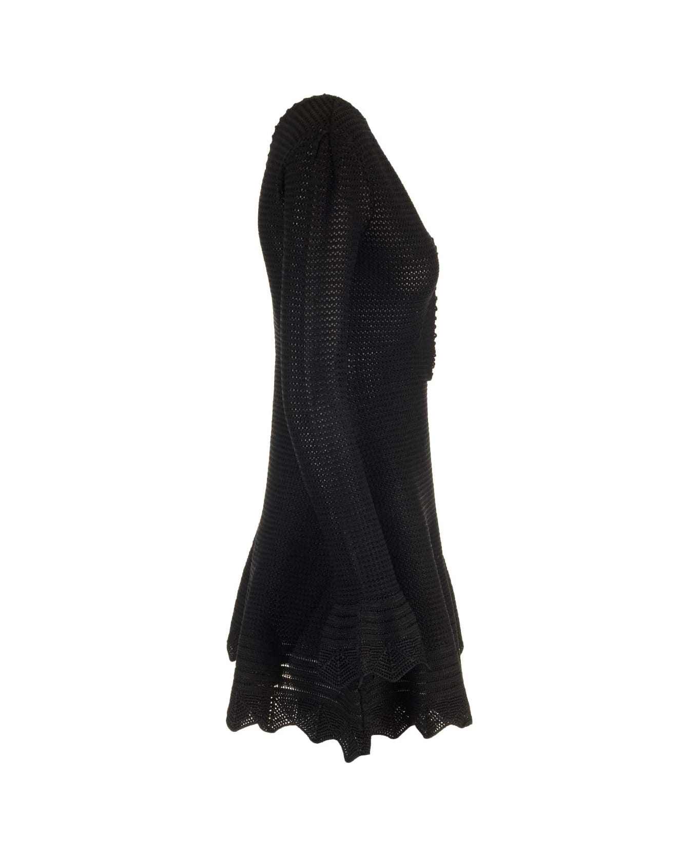 self-portrait Black Crochet Mini Dress - BLACK ワンピース＆ドレス