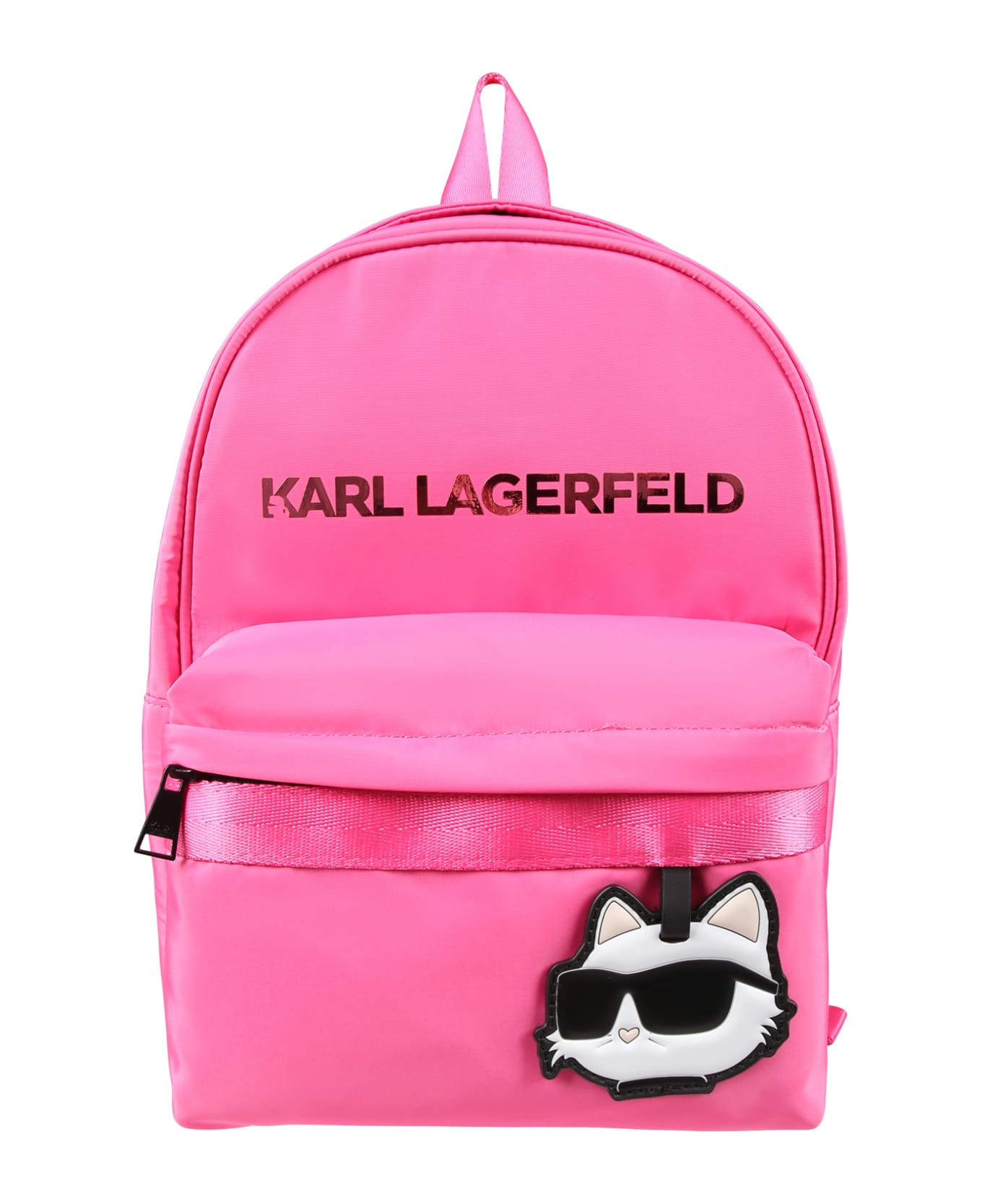 Karl Lagerfeld Kids Fuchsia Backpack For Girl With Logo And Choupette - Fuchsia