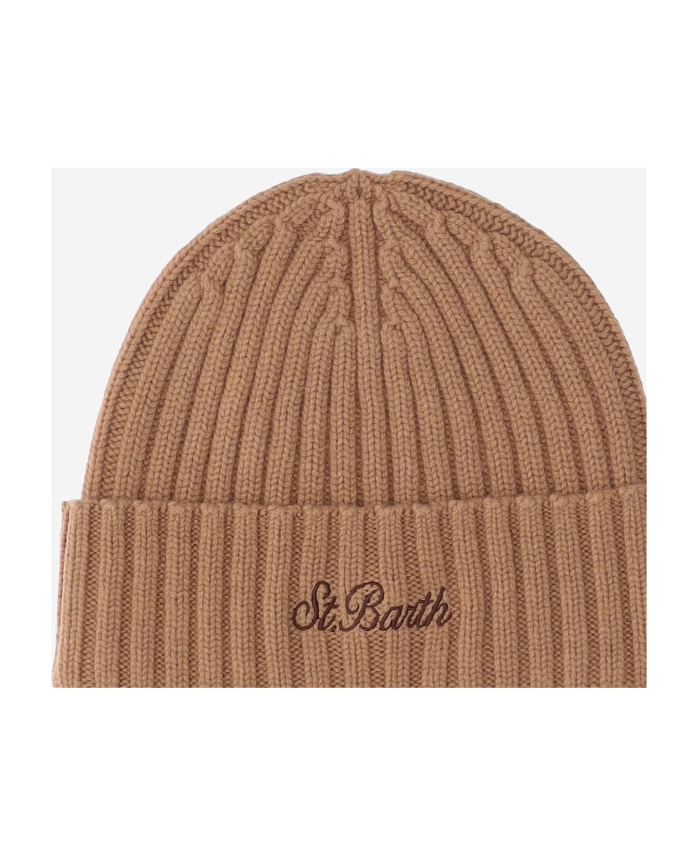 MC2 Saint Barth Wool Blend Beanie With Logo - Brown