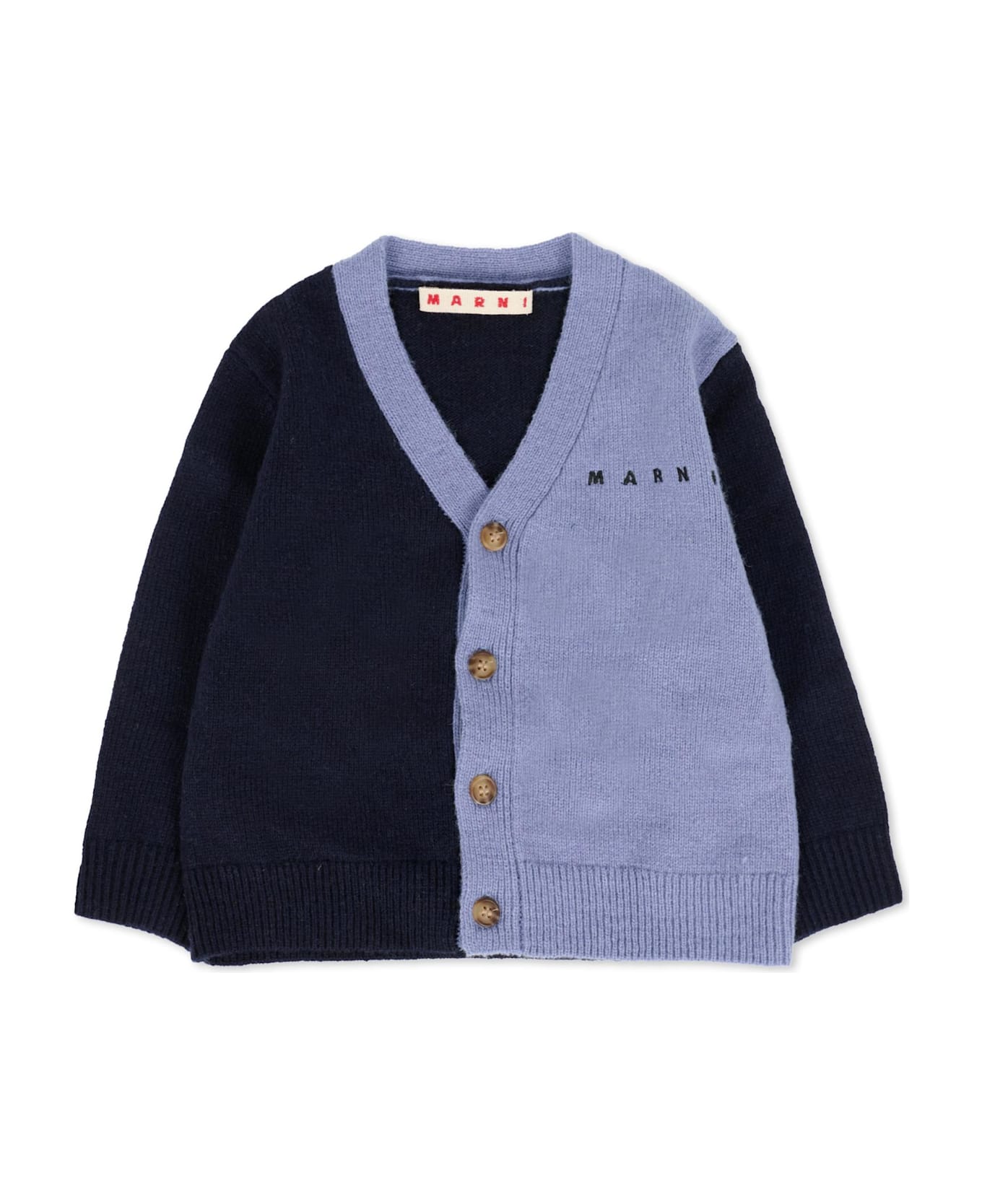 Marni Blue Cardigan For Baby Boy With Logo - Blue