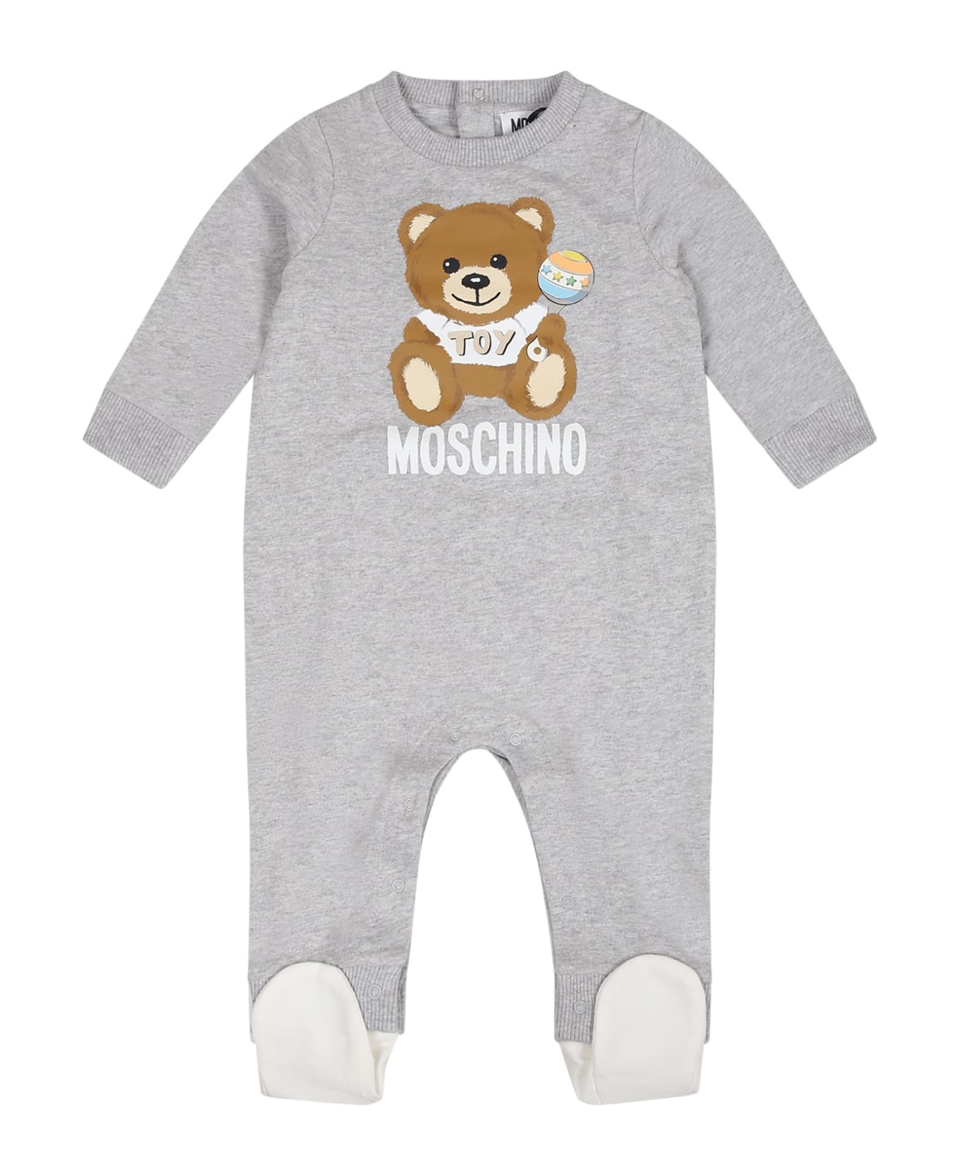 Moschino Grey Babygrow For Baby Kids With Teddy Bear - Grey ボディスーツ＆セットアップ