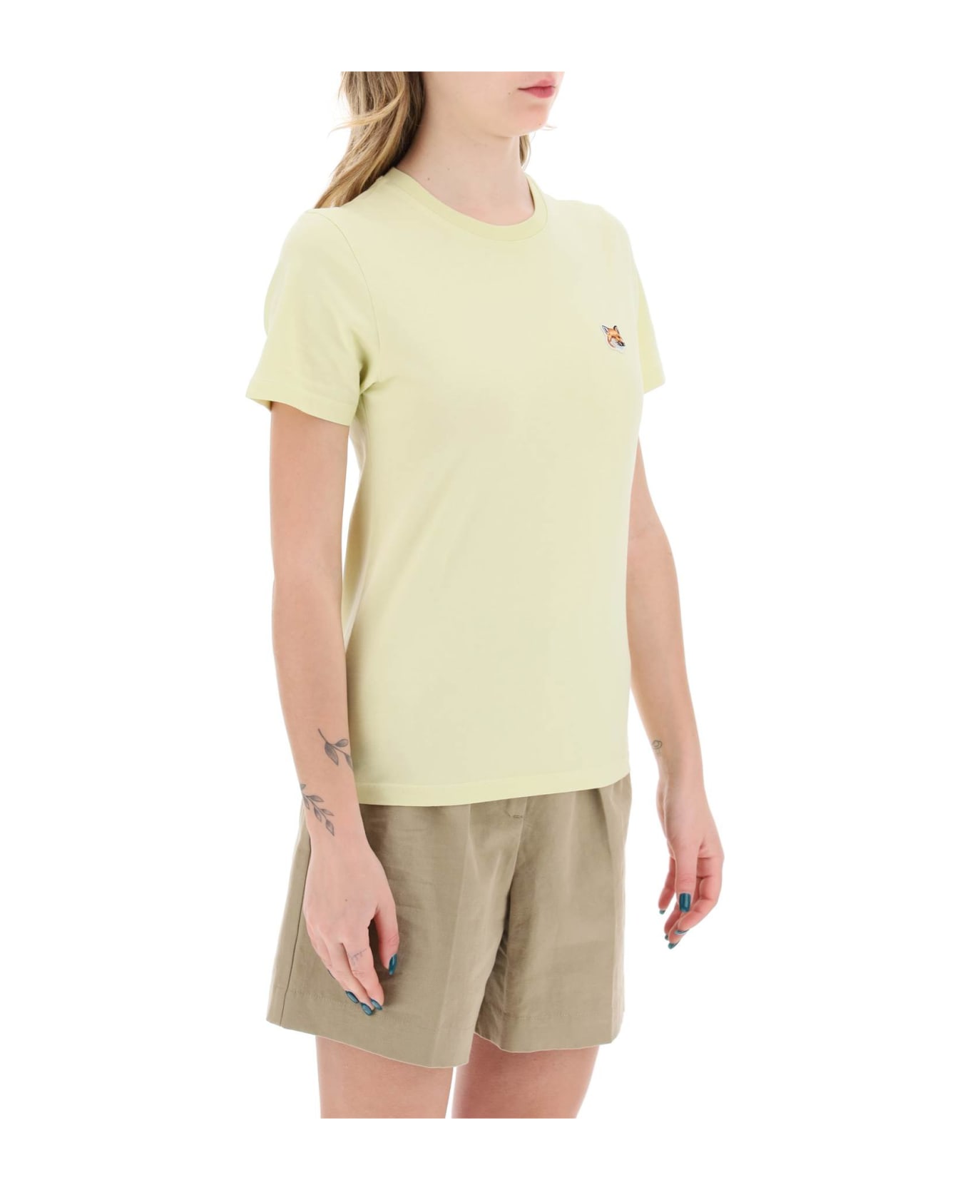 Maison Kitsuné Fox Head Crew-neck T-shirt - CHALK YELLOW (Yellow)