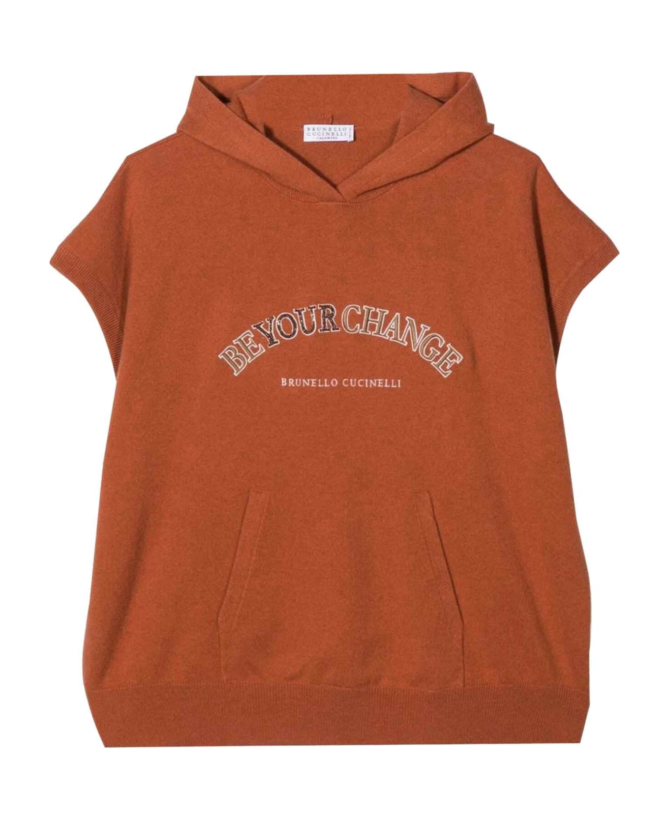 Brunello Cucinelli Orange Sweatshirt Teen Girl - Zenzero