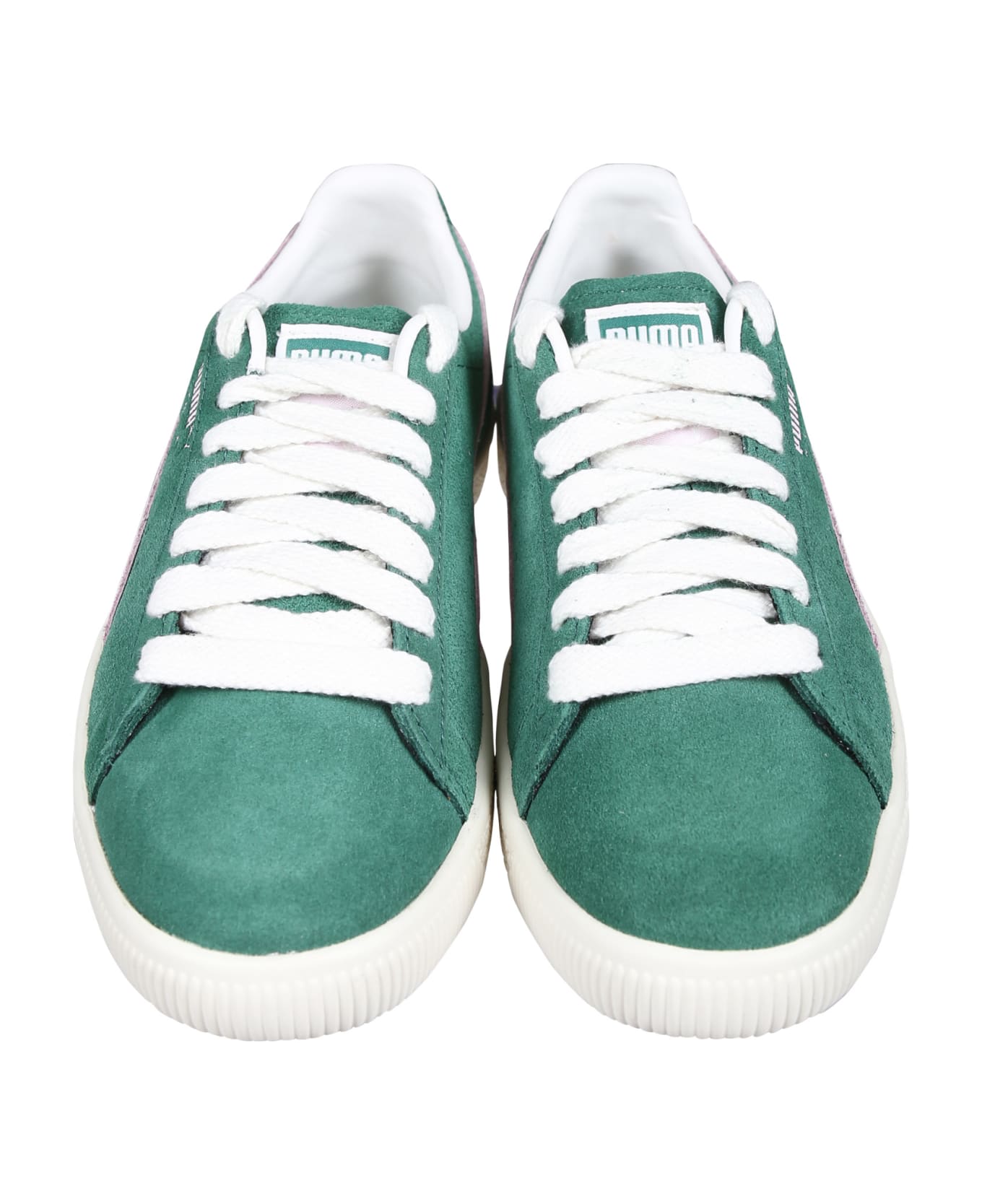 Puma Green Clyde Sneakers For Kids With Logo - Green