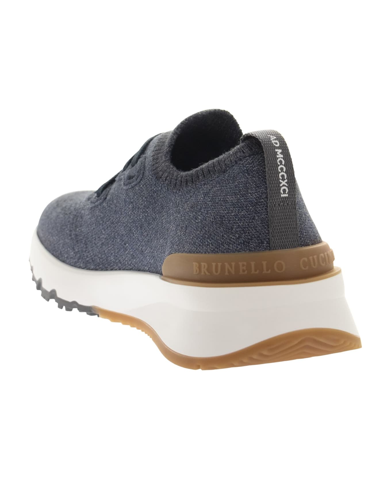 Brunello Cucinelli Runners In Chiné Cotton Knit - Blue